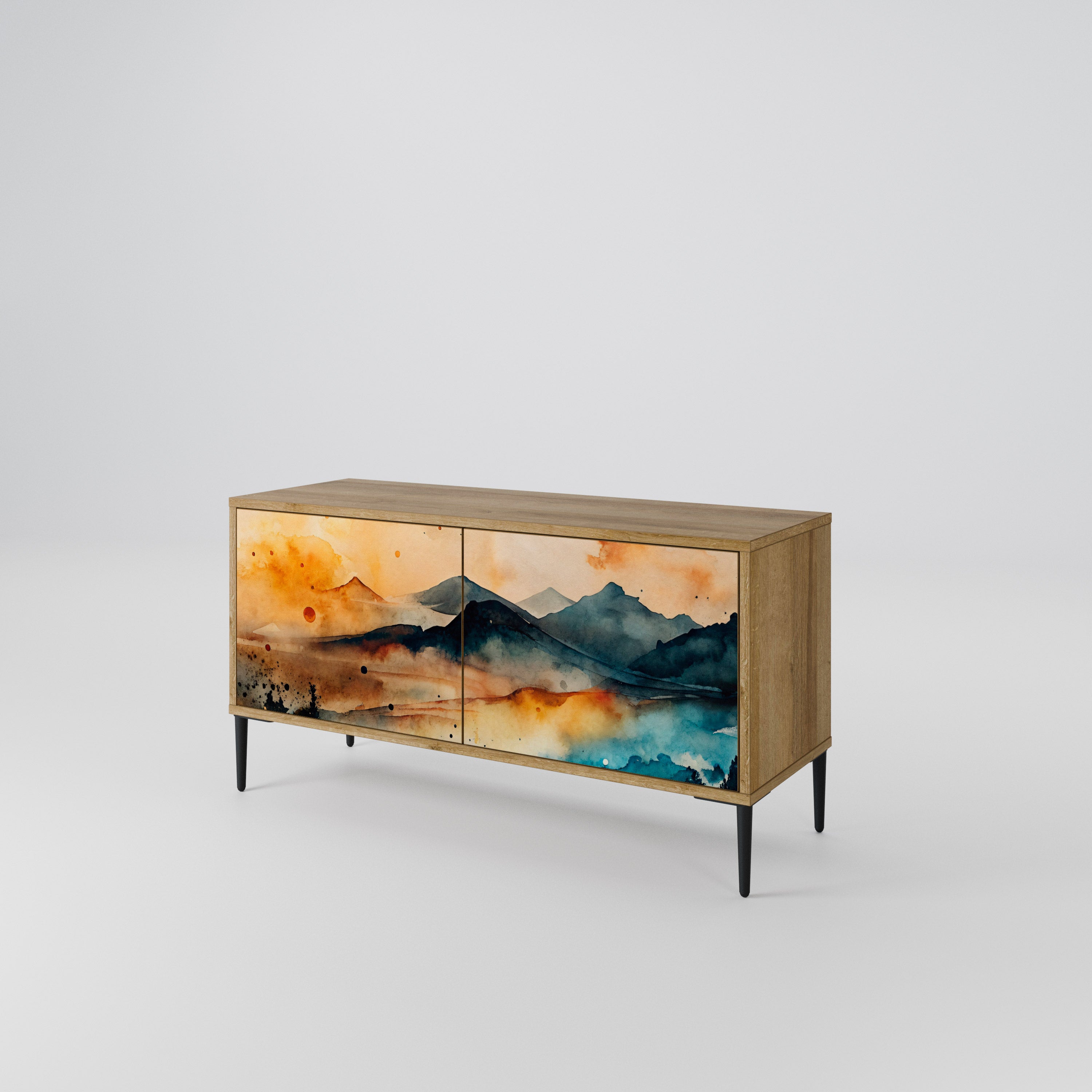 OMINOUS MOUNTAINS Compact 2-Door TV Cabinet