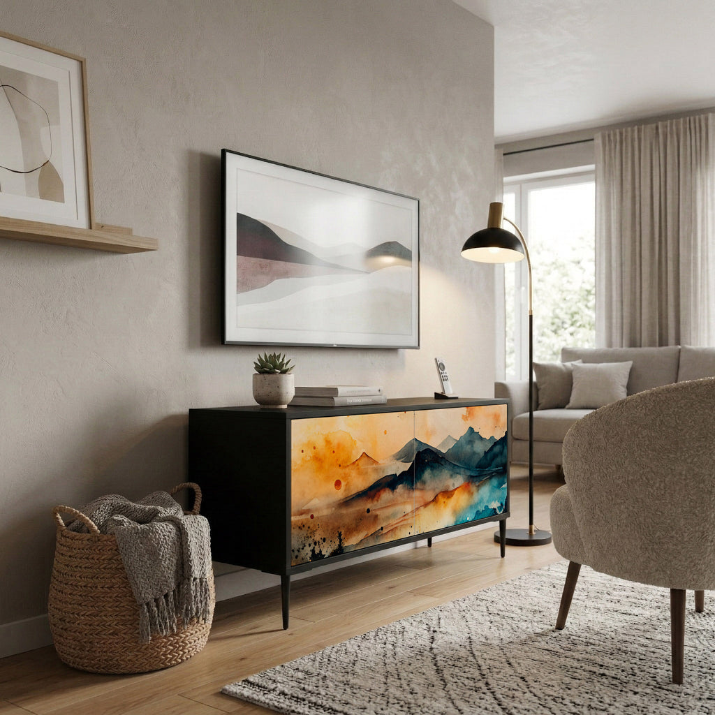 OMINOUS MOUNTAINS Kompaktní dvoudveřový TV stolek