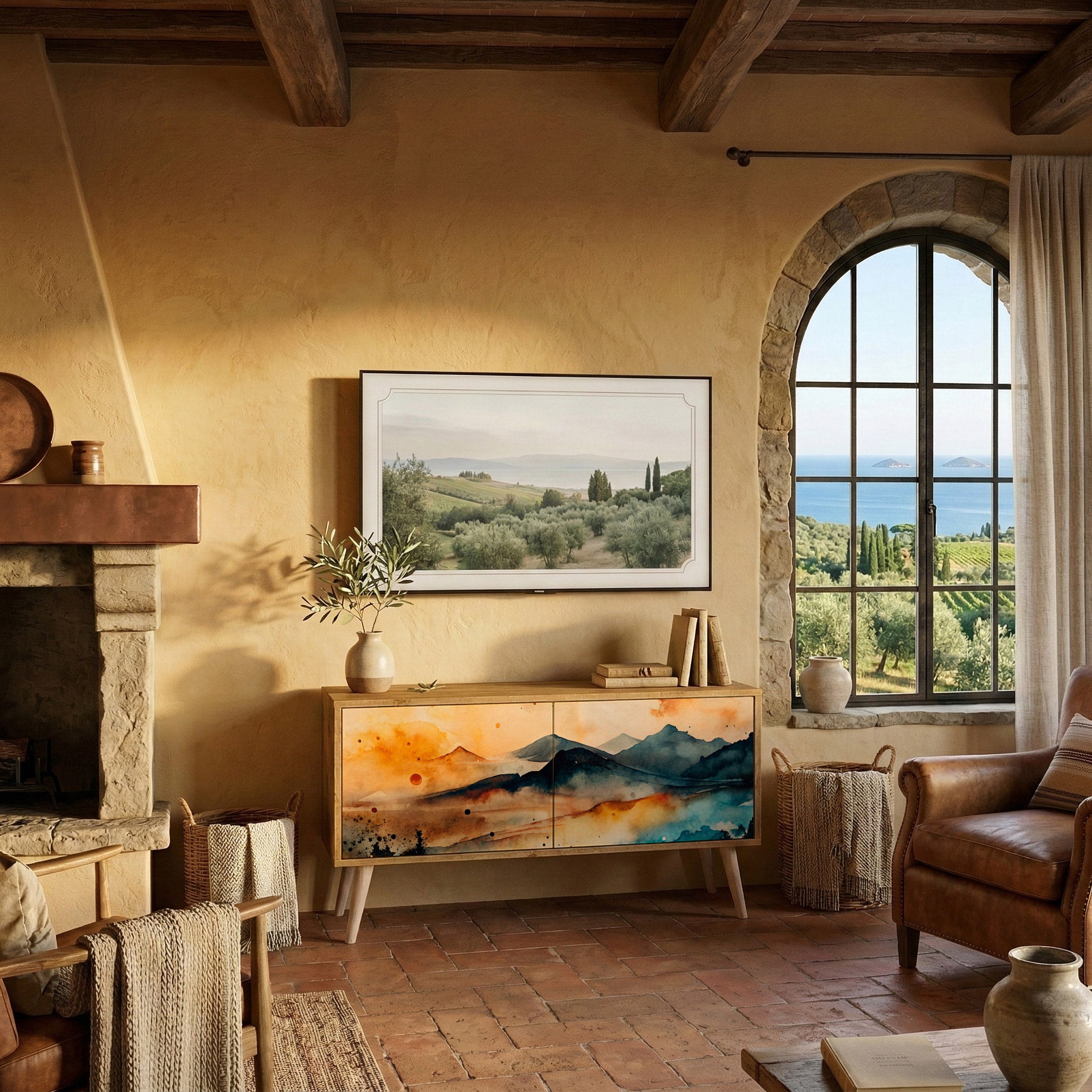 OMINOUS MOUNTAINS Kompaktní dvoudveřový TV stolek