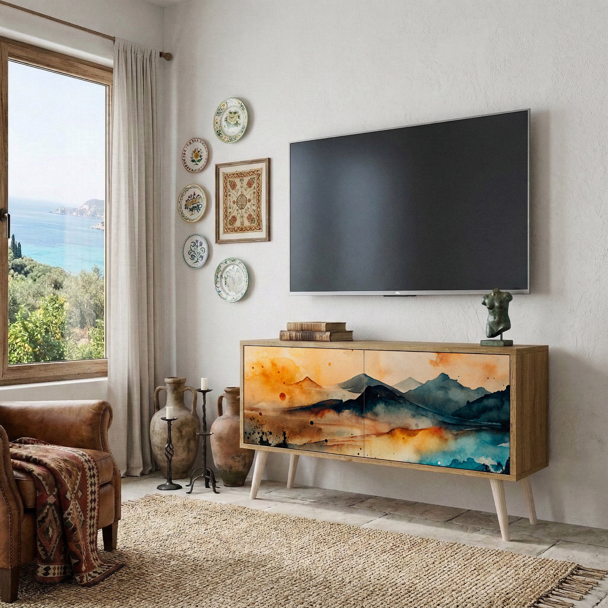 OMINOUS MOUNTAINS Kompaktní dvoudveřový TV stolek