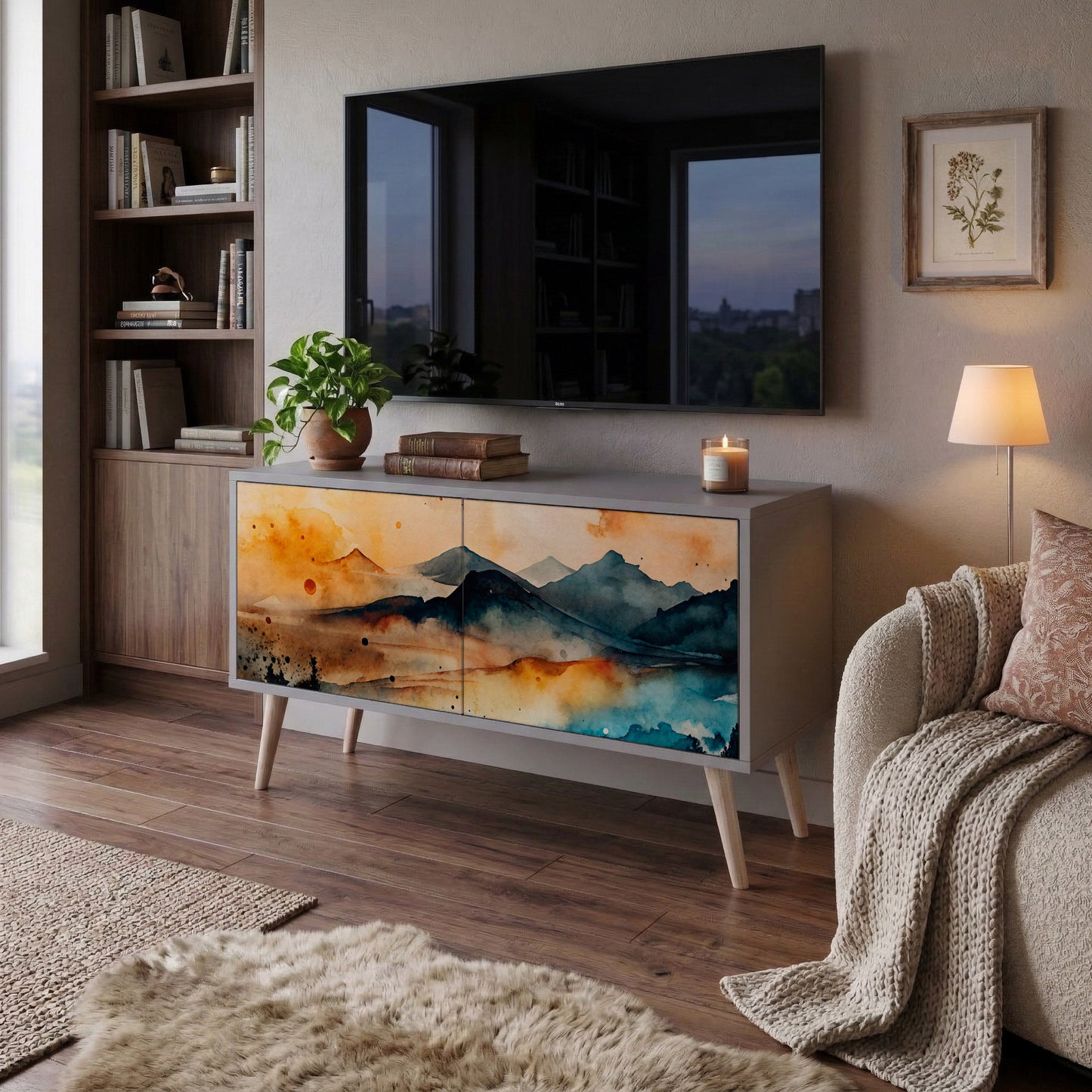 OMINOUS MOUNTAINS Kompaktní dvoudveřový TV stolek
