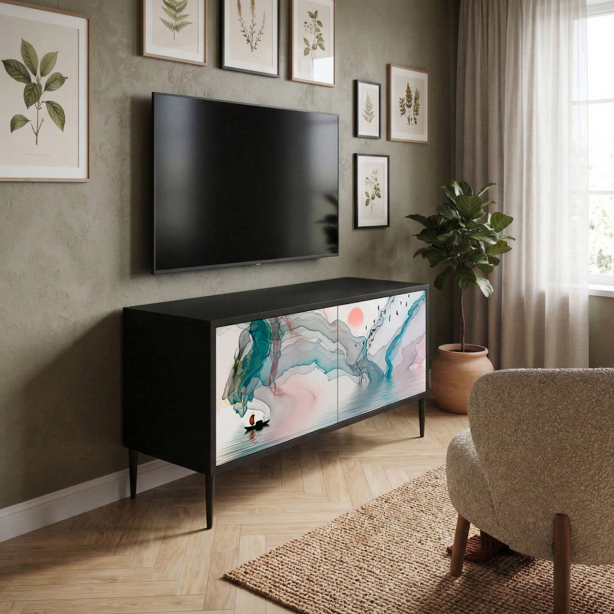VELVET CROSSING Kompaktní dvoudveřový TV stolek