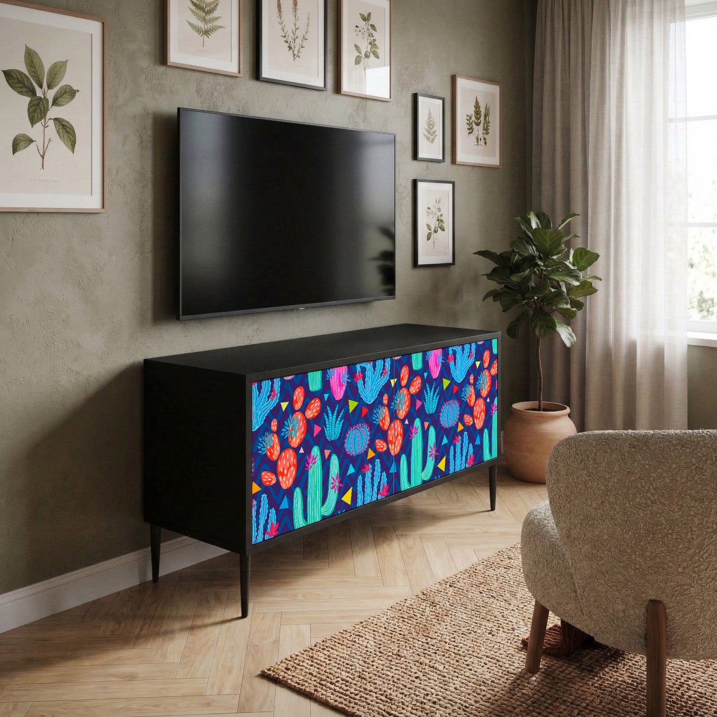 CACTUS VIBES Kompaktní dvoudveřový TV stolek