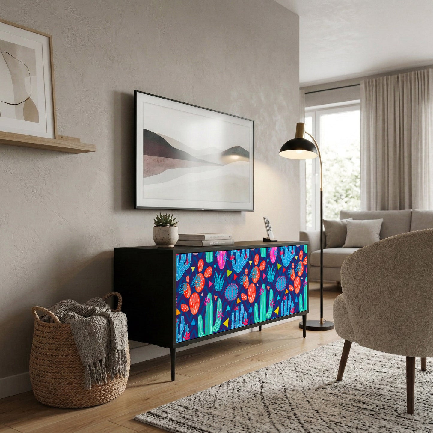 CACTUS VIBES Kompaktní dvoudveřový TV stolek