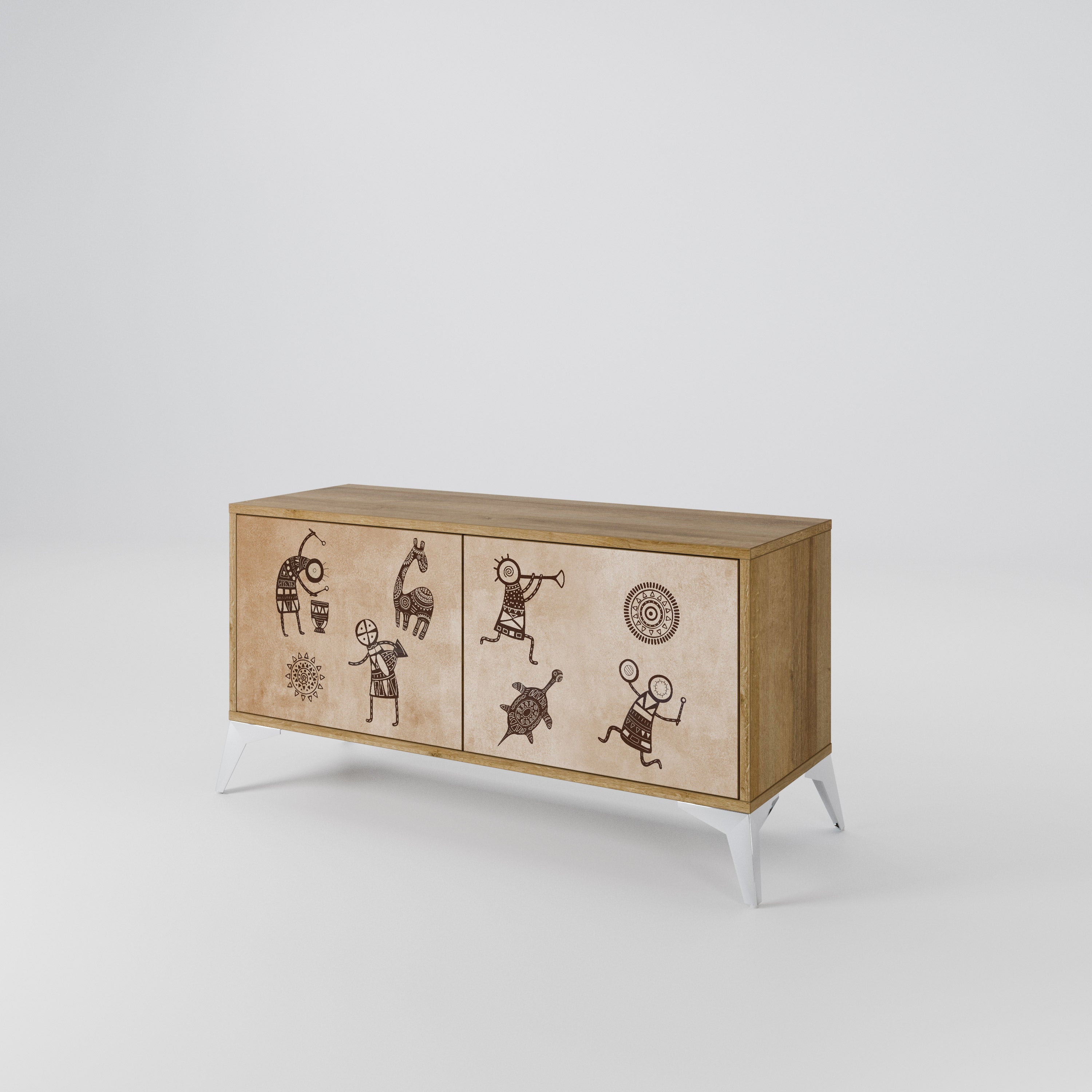 AFRICAN STYLE Compact 2-Door TV Cabinet