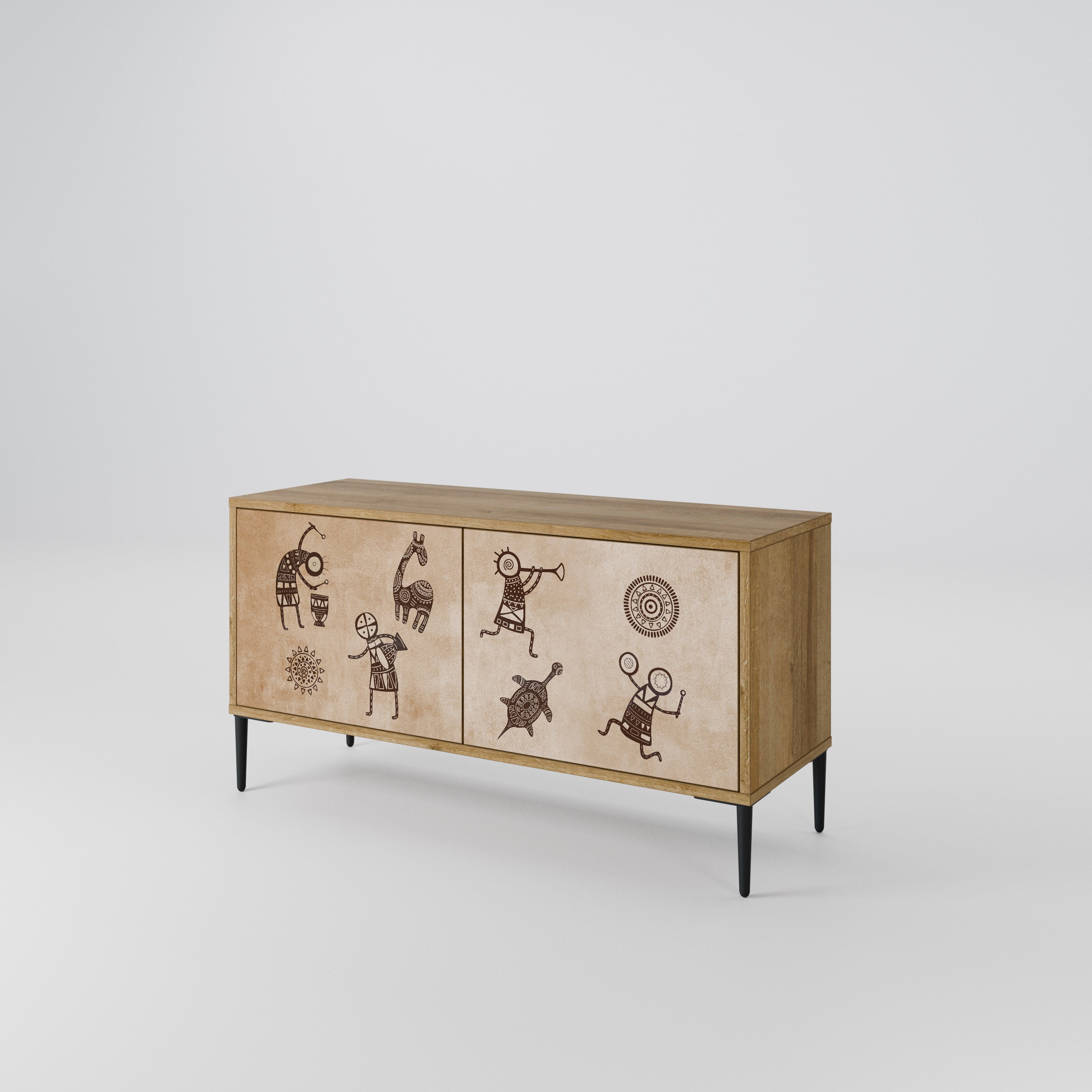 AFRICAN STYLE Compact 2-Door TV Cabinet