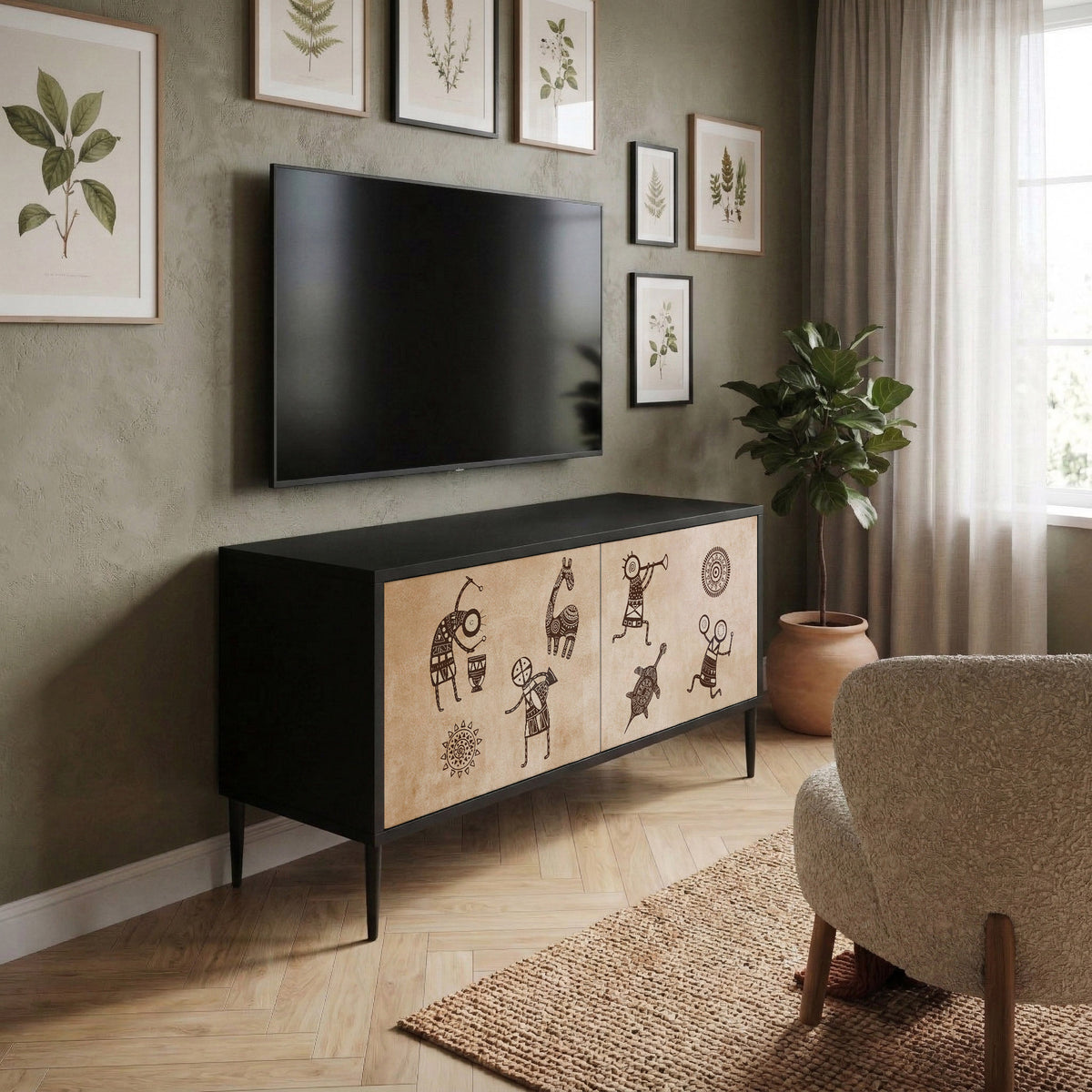 AFRICAN STYLE Kompaktní dvoudveřový TV stolek