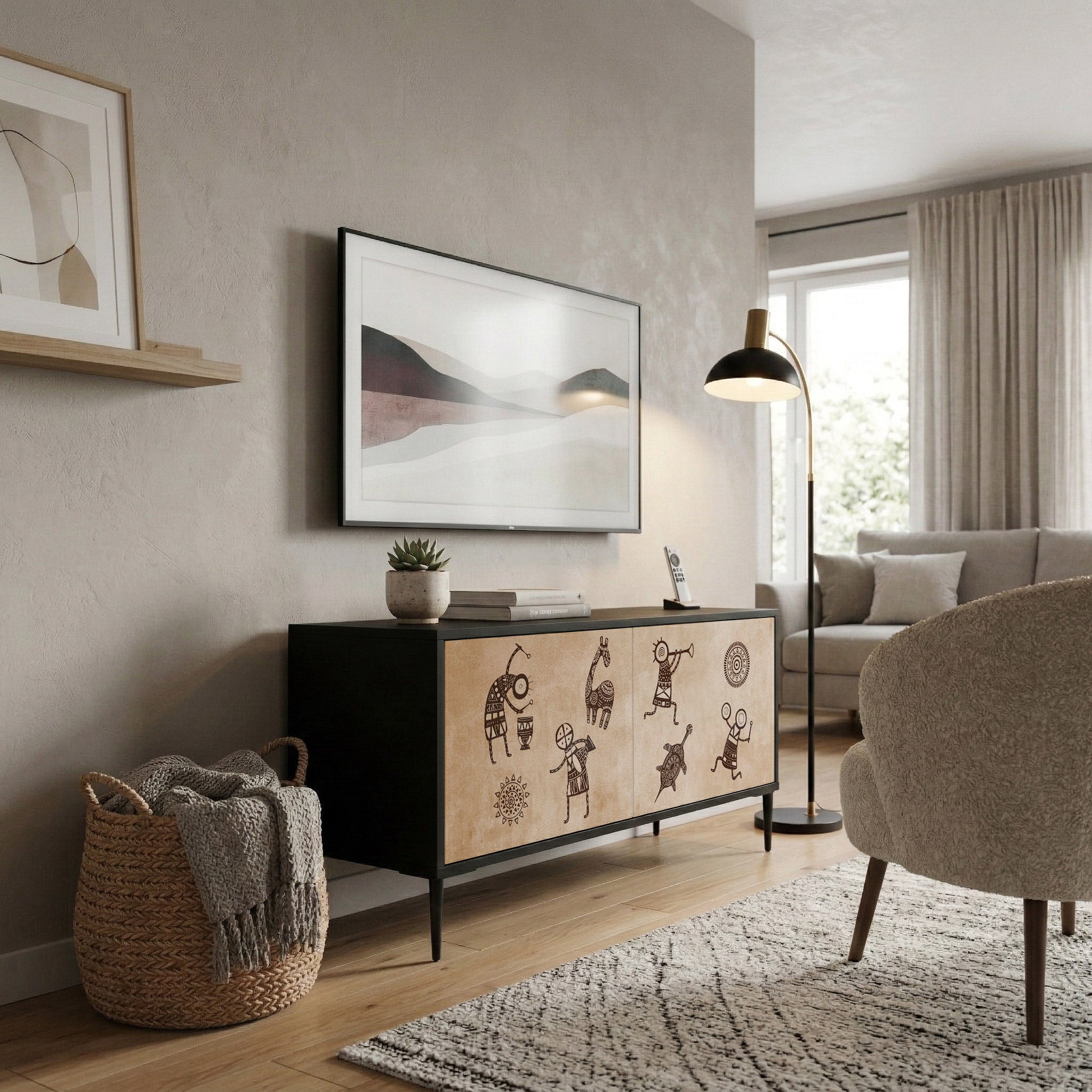 AFRICAN STYLE Kompaktní dvoudveřový TV stolek