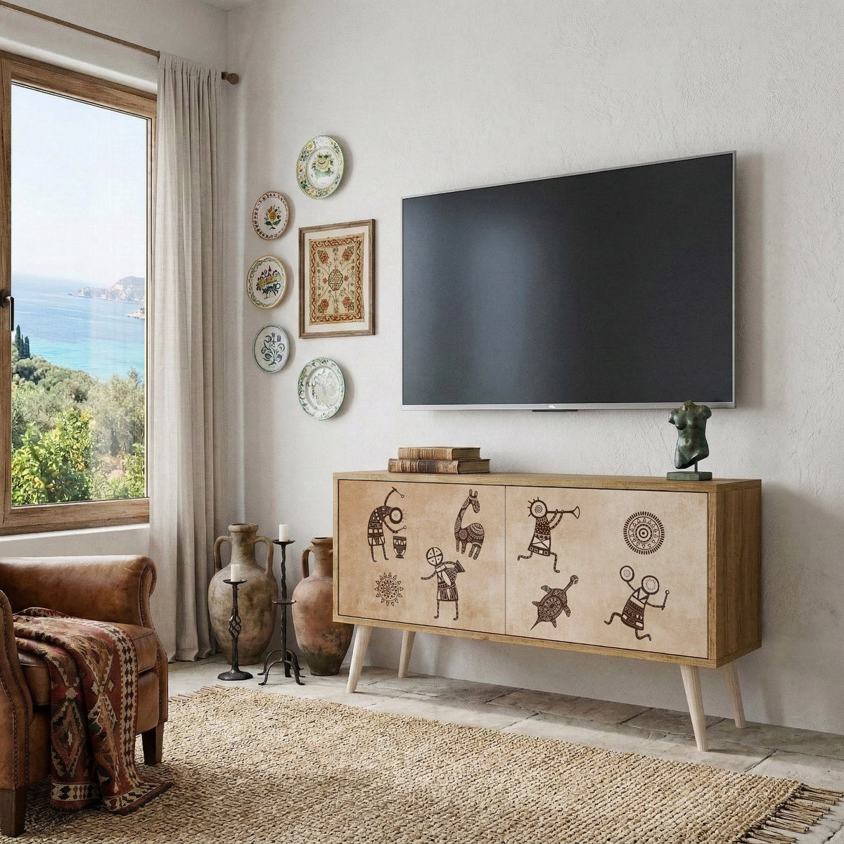 AFRICAN STYLE Kompaktní dvoudveřový TV stolek