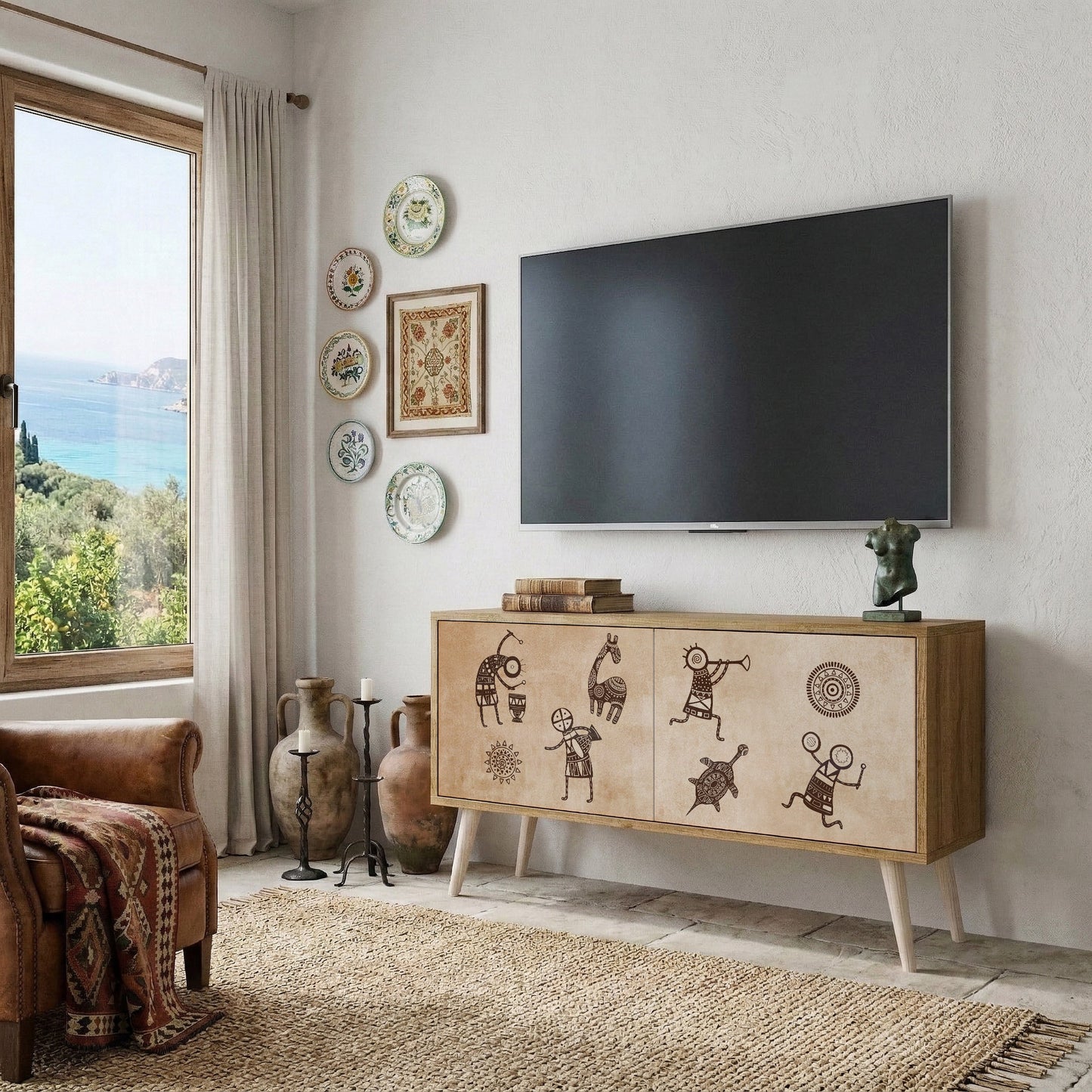 AFRICAN STYLE Kompaktní dvoudveřový TV stolek