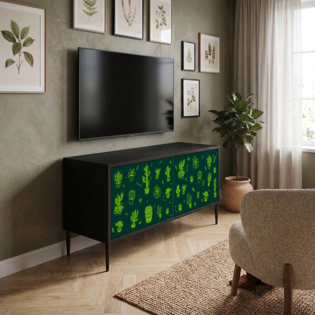 DESERT GREEN Kompaktní dvoudveřový TV stolek