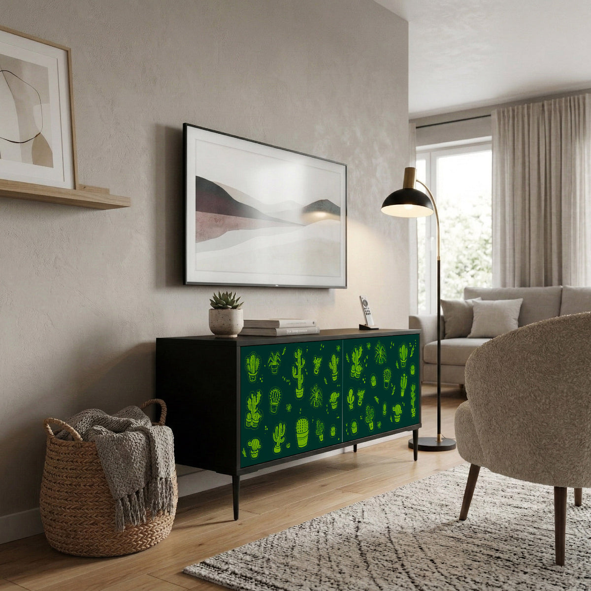 DESERT GREEN Kompaktní dvoudveřový TV stolek
