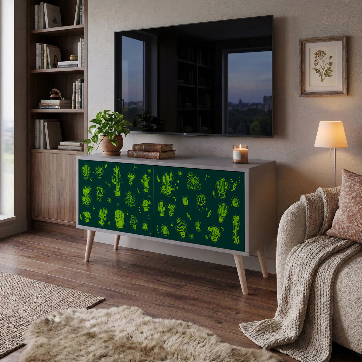 DESERT GREEN Kompaktní dvoudveřový TV stolek