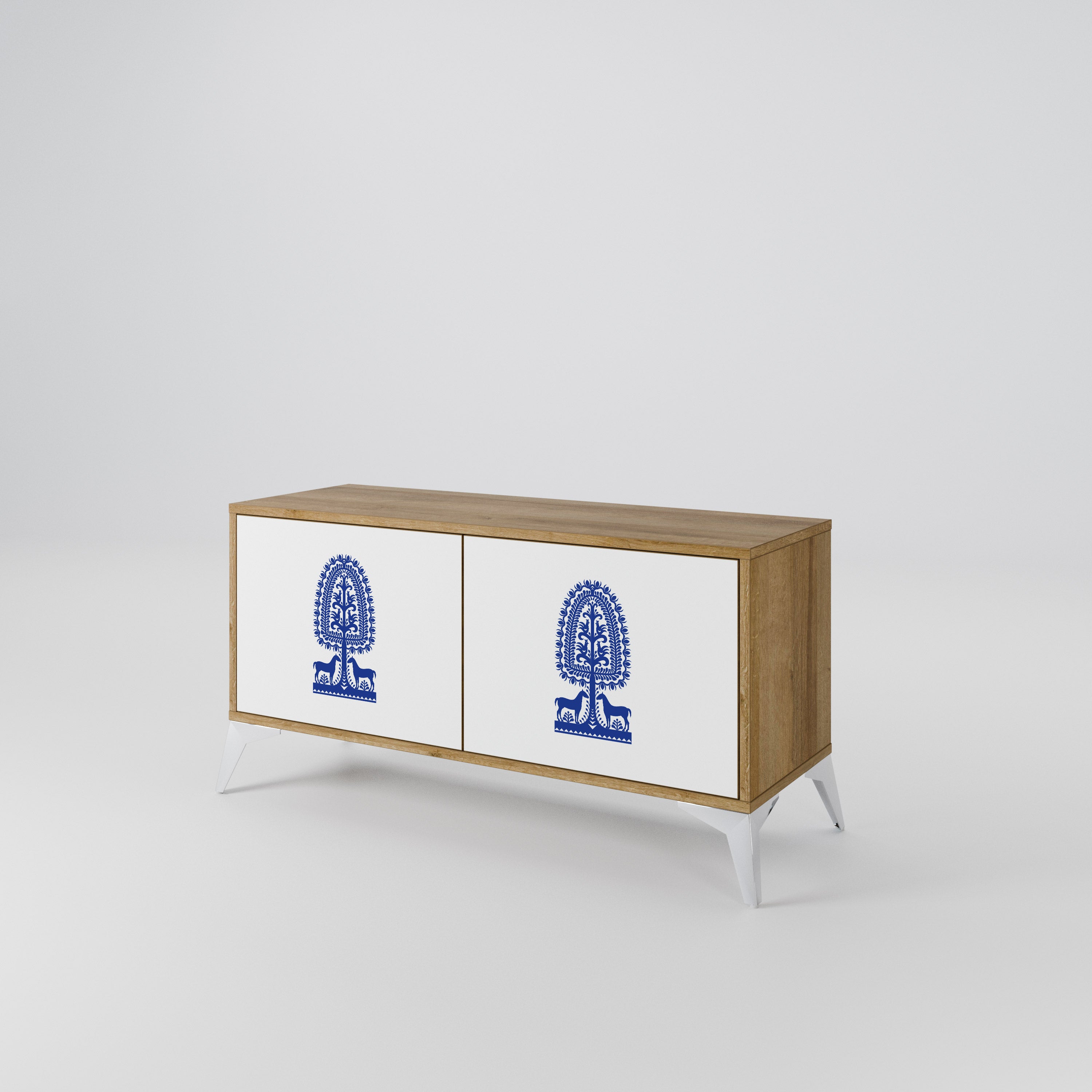 POLISH FOLK ART Compact 2-Door TV Cabinet