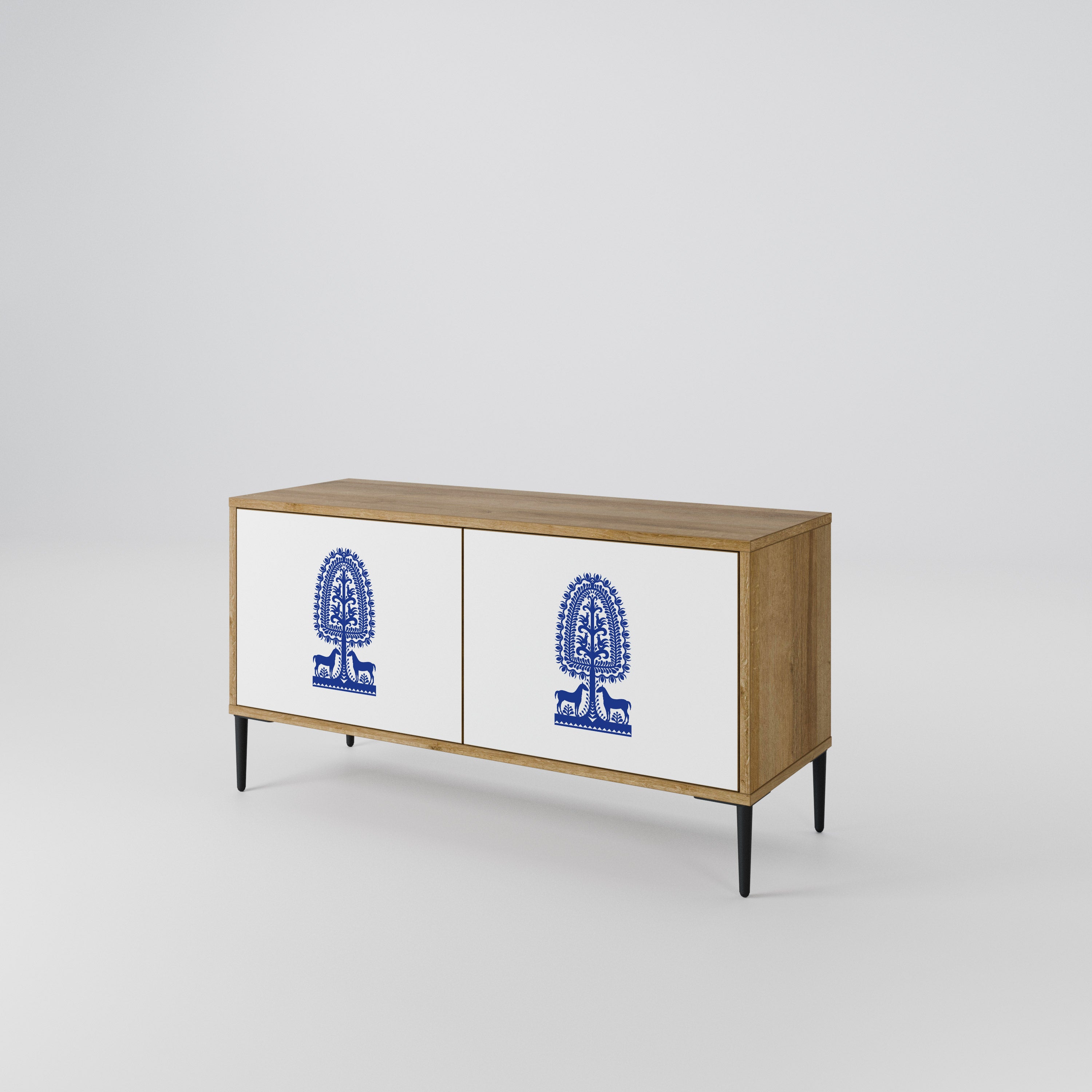 POLISH FOLK ART Compact 2-Door TV Cabinet