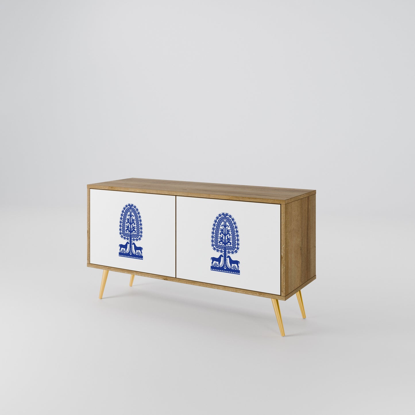 POLISH FOLK ART Kompaktní dvoudveřový TV stolek