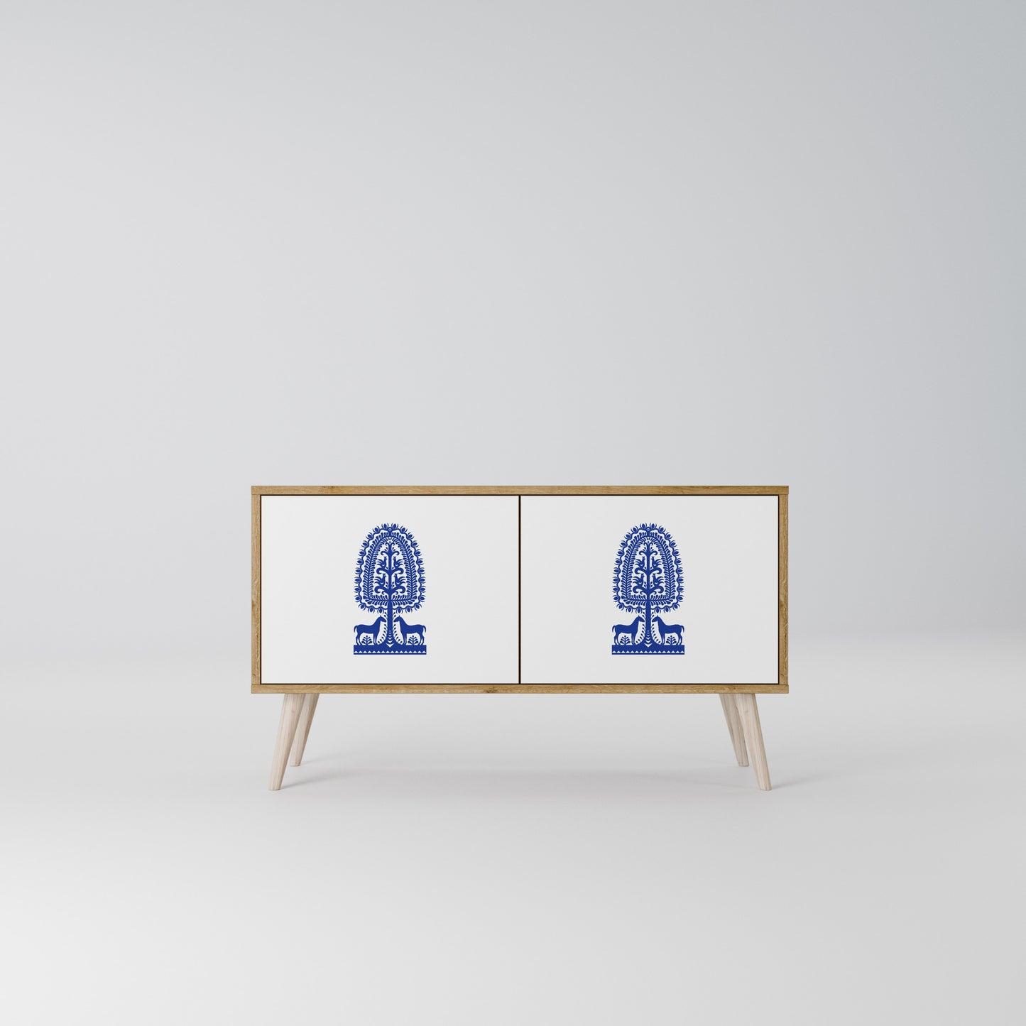 POLISH FOLK ART Kompaktní dvoudveřový TV stolek