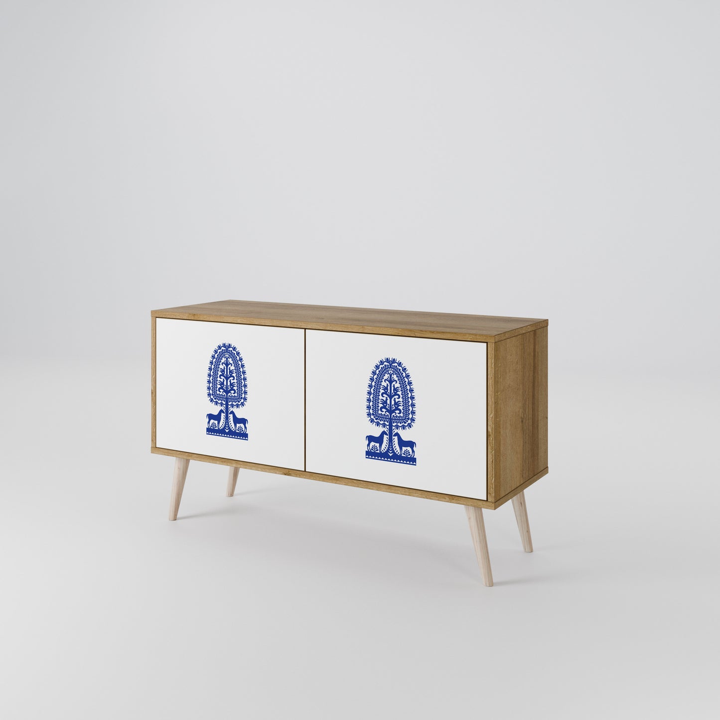 POLISH FOLK ART Kompaktní dvoudveřový TV stolek