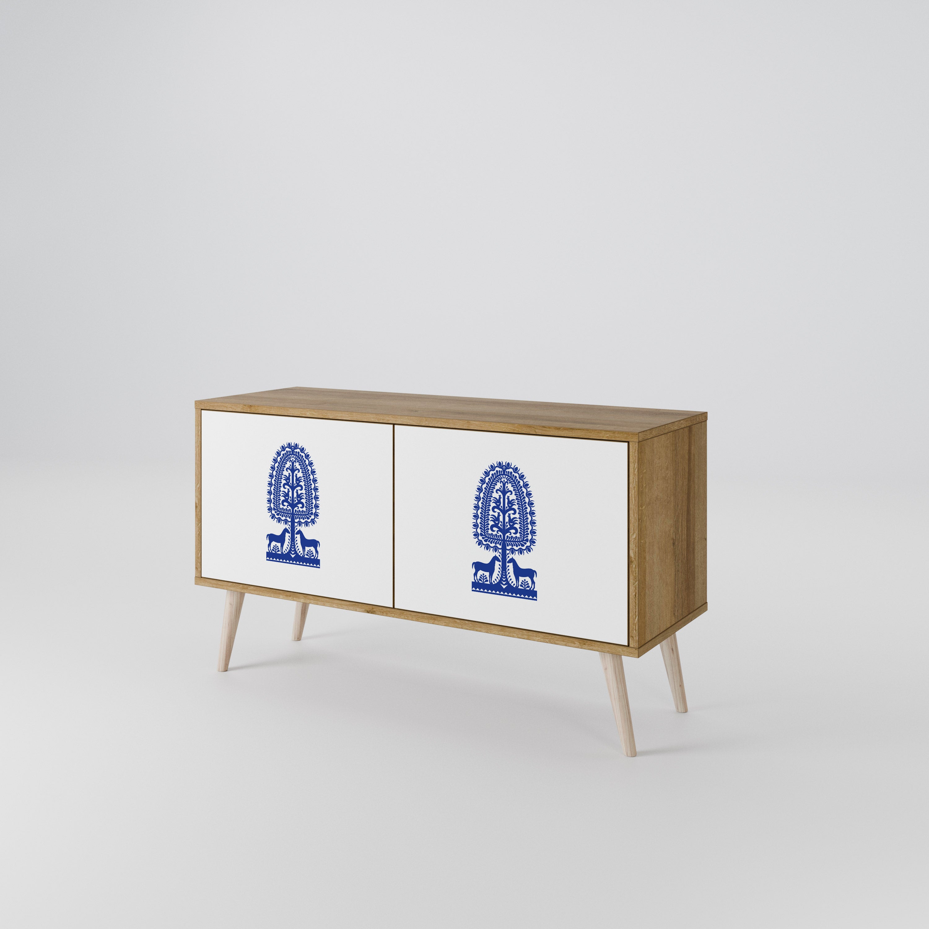 POLISH FOLK ART Compact 2-Door TV Cabinet