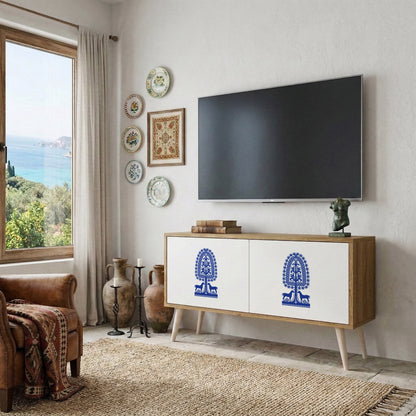 POLISH FOLK ART Kompaktní dvoudveřový TV stolek