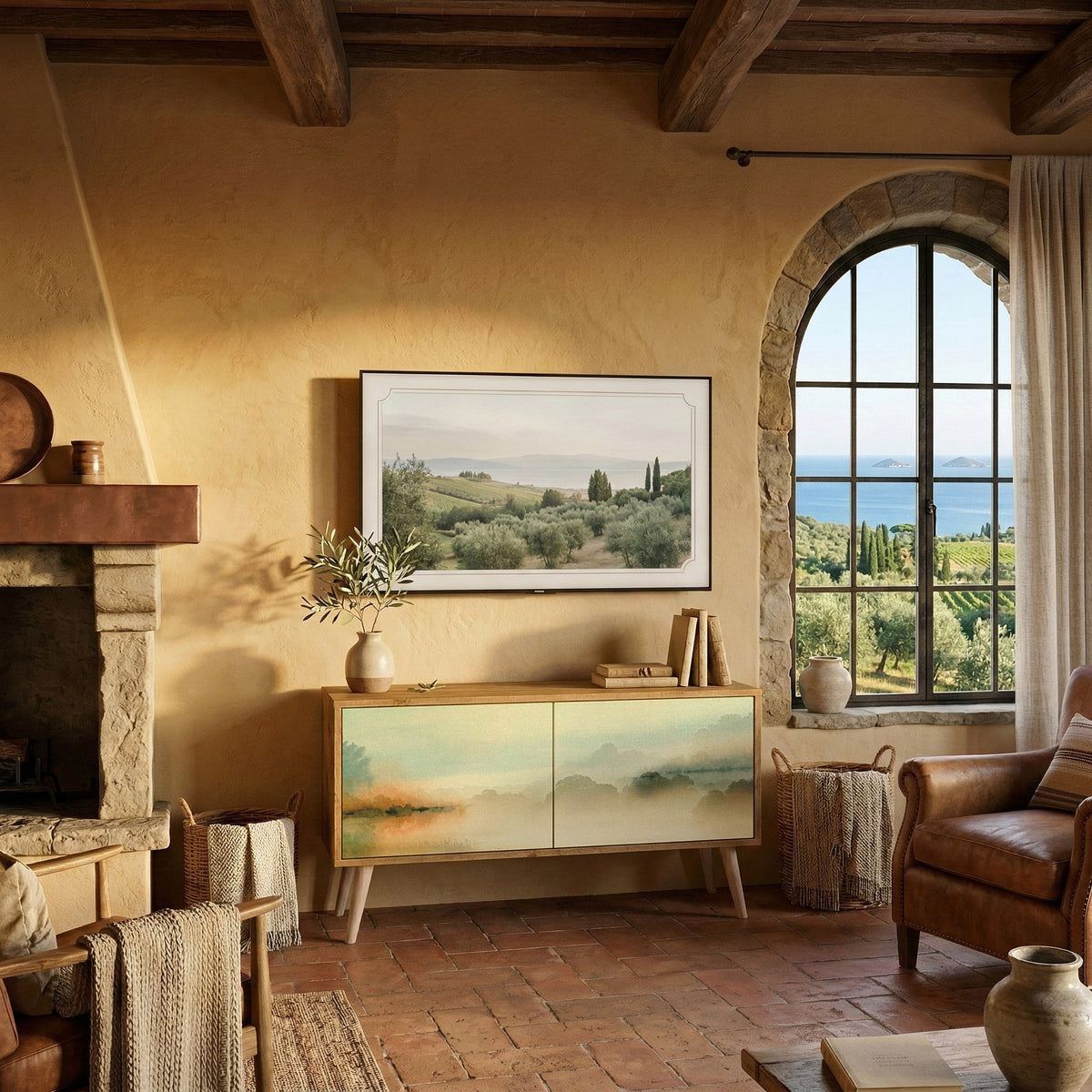 MORNING BY THE LAKE Kompaktní dvoudveřový TV stolek