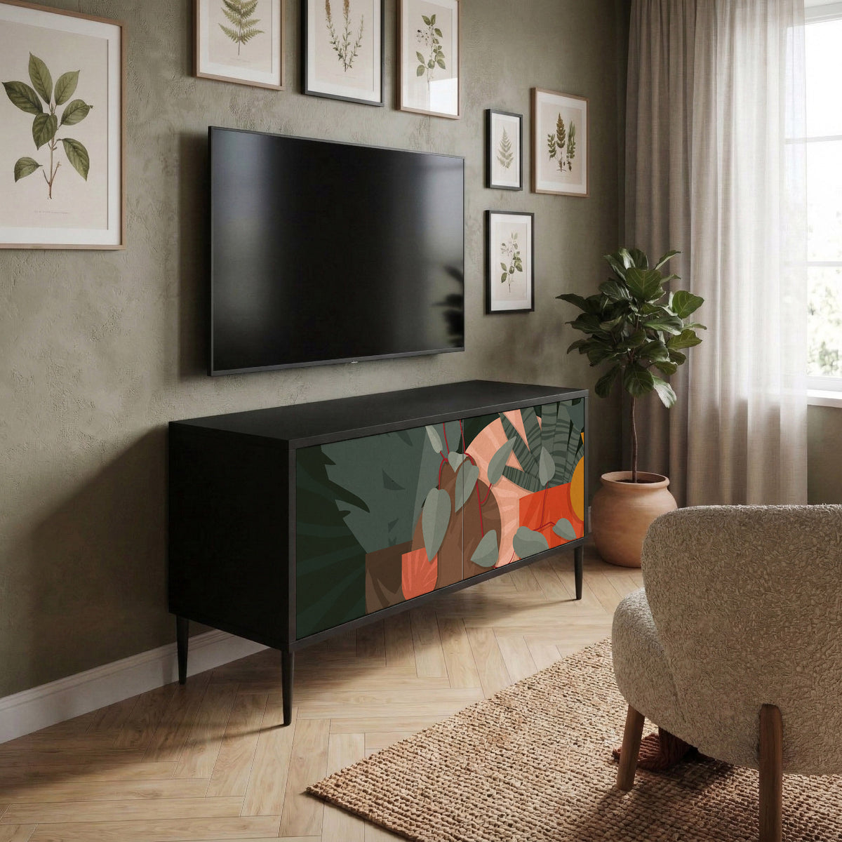 TROPICAL COMPOSITION Kompaktní dvoudveřový TV stolek