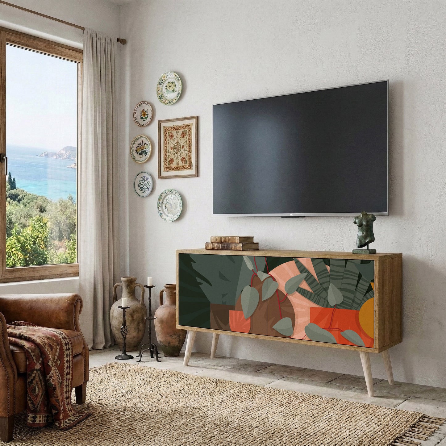 TROPICAL COMPOSITION Kompaktní dvoudveřový TV stolek