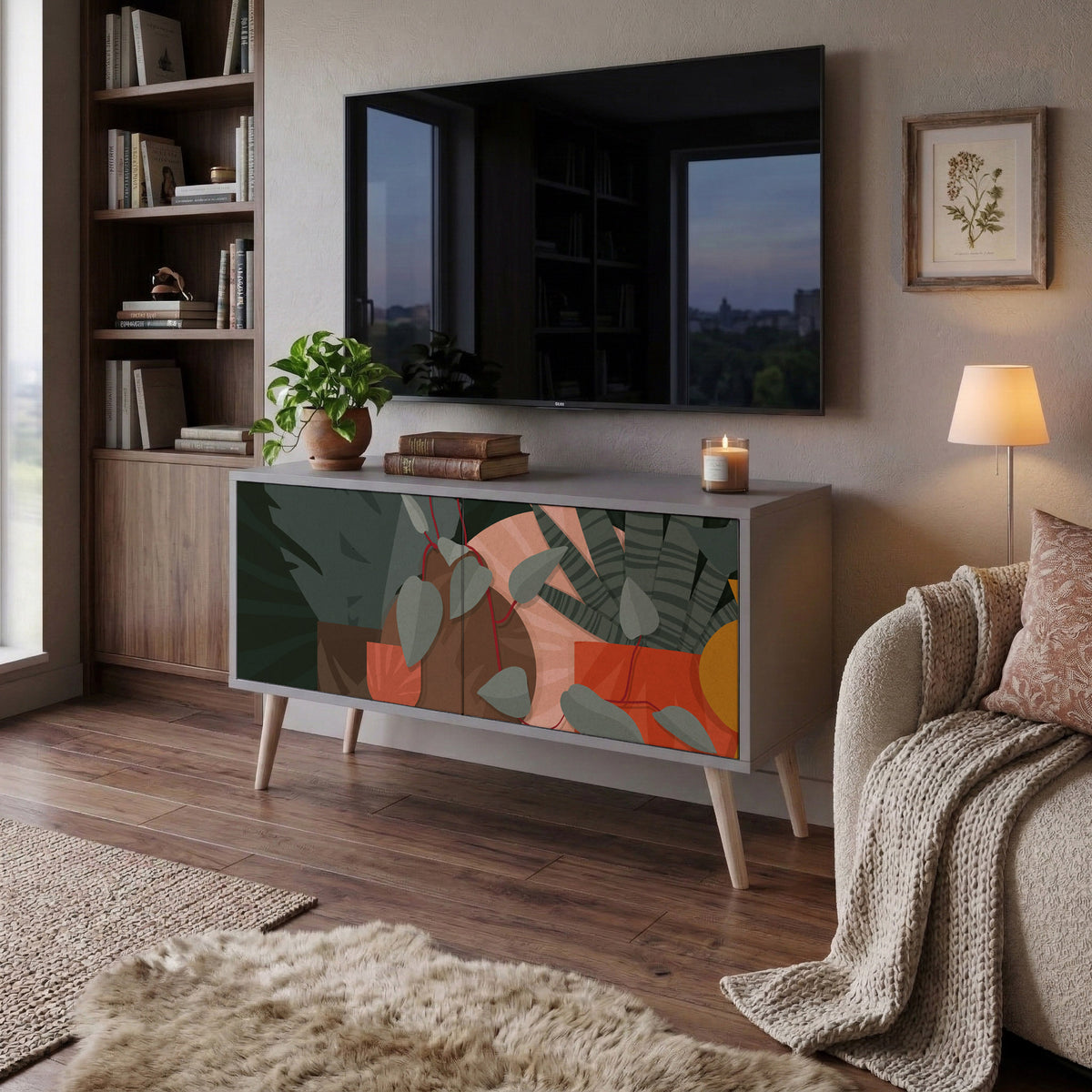 TROPICAL COMPOSITION Kompaktní dvoudveřový TV stolek