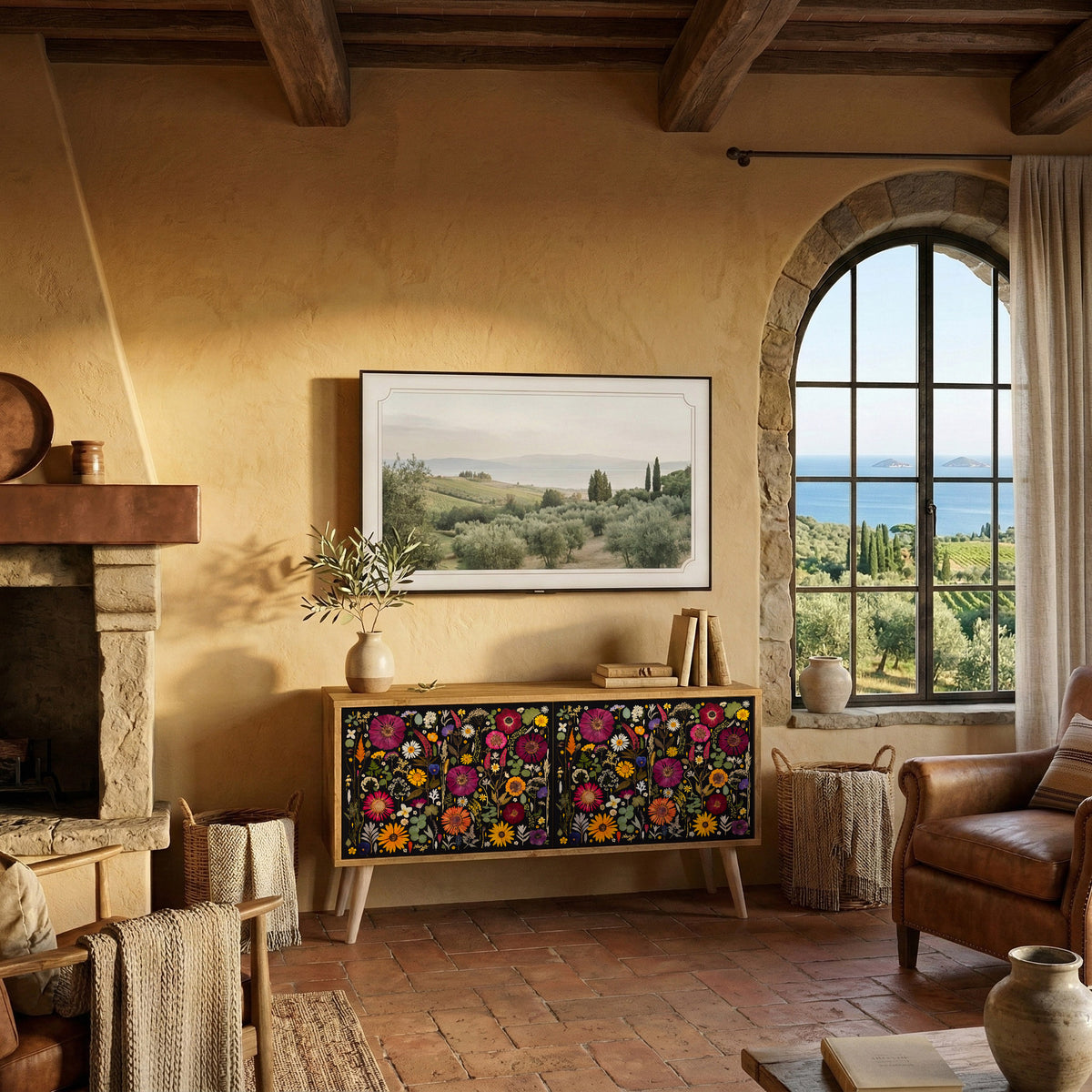 MIDNIGHT GARDEN Kompaktní dvoudveřový TV stolek