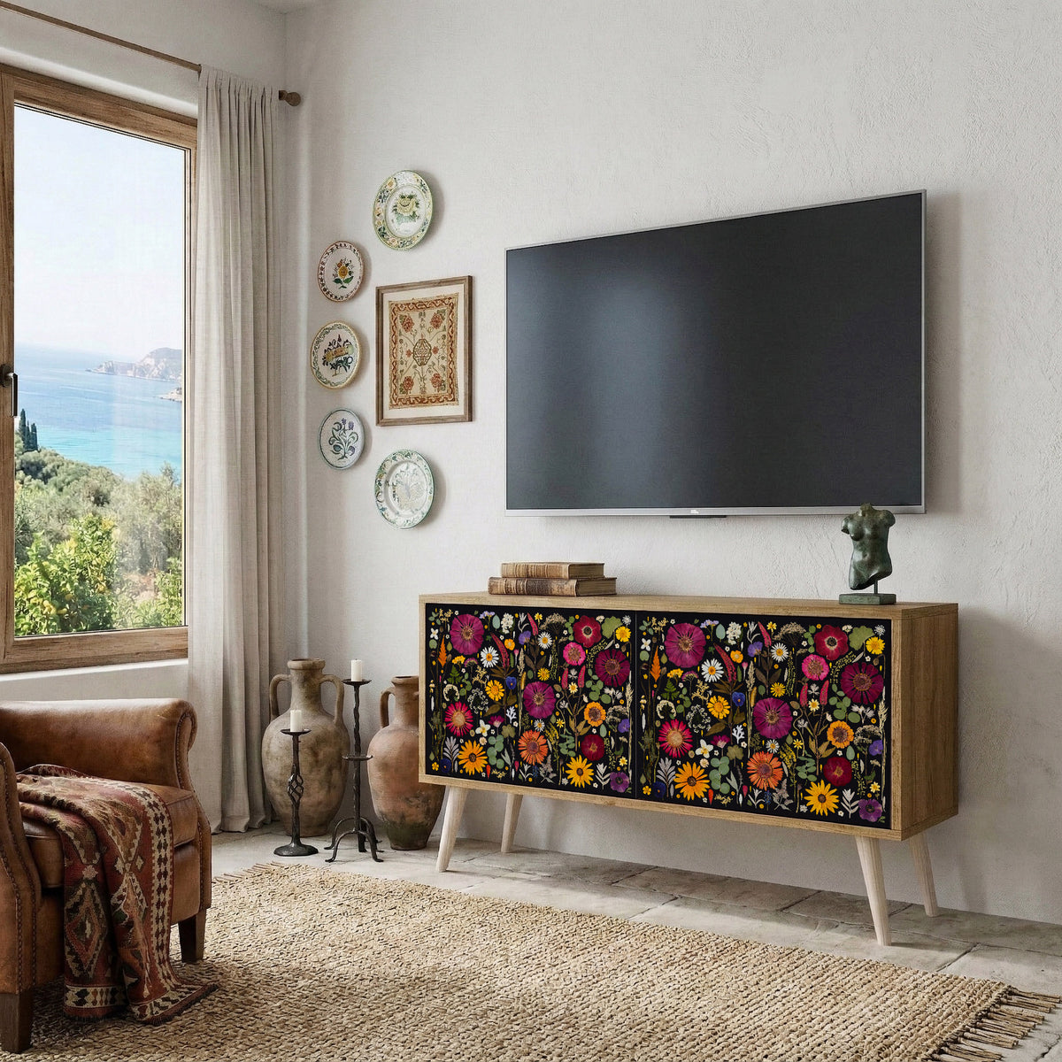 MIDNIGHT GARDEN Kompaktní dvoudveřový TV stolek