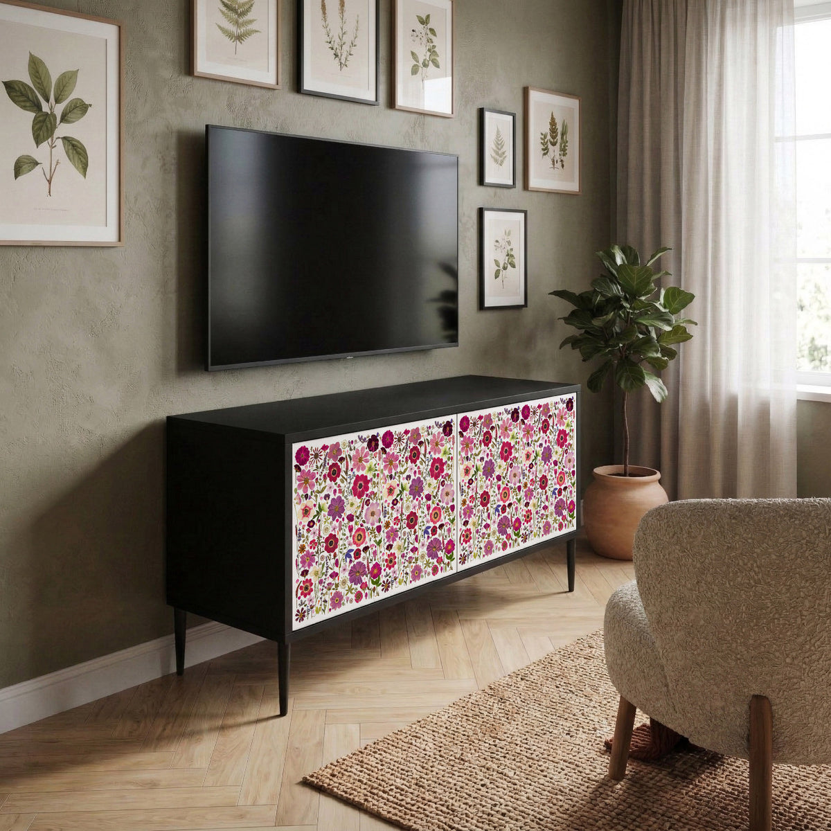 PETAL GARDEN Kompaktní dvoudveřový TV stolek