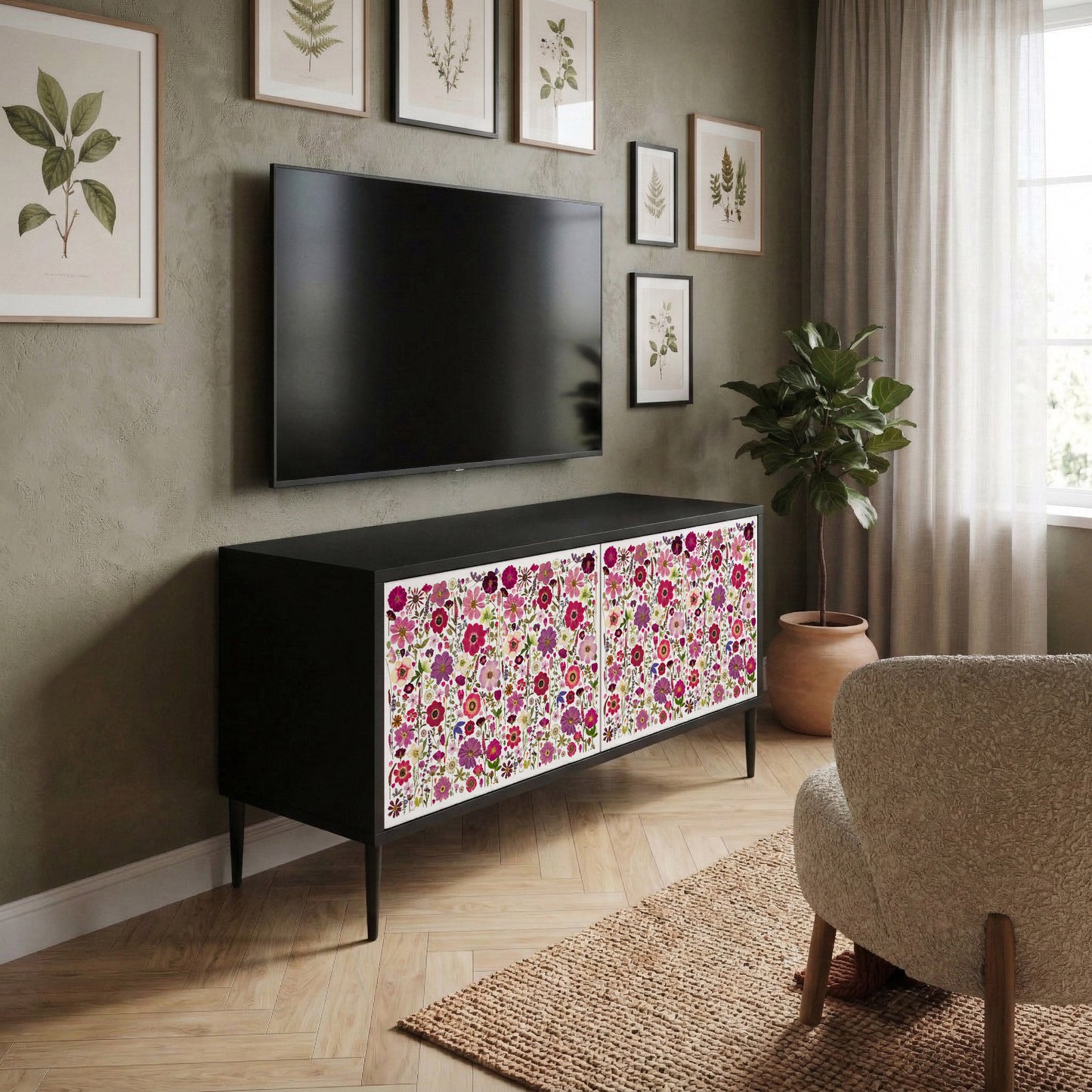 PETAL GARDEN Kompaktní dvoudveřový TV stolek