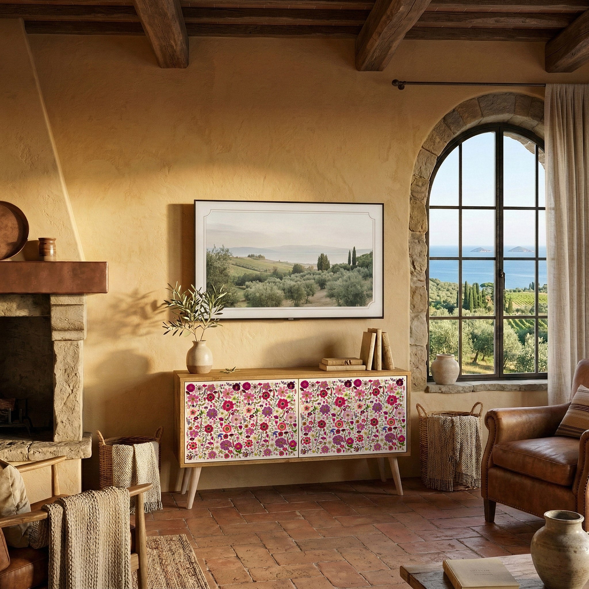 PETAL GARDEN Kompaktní dvoudveřový TV stolek