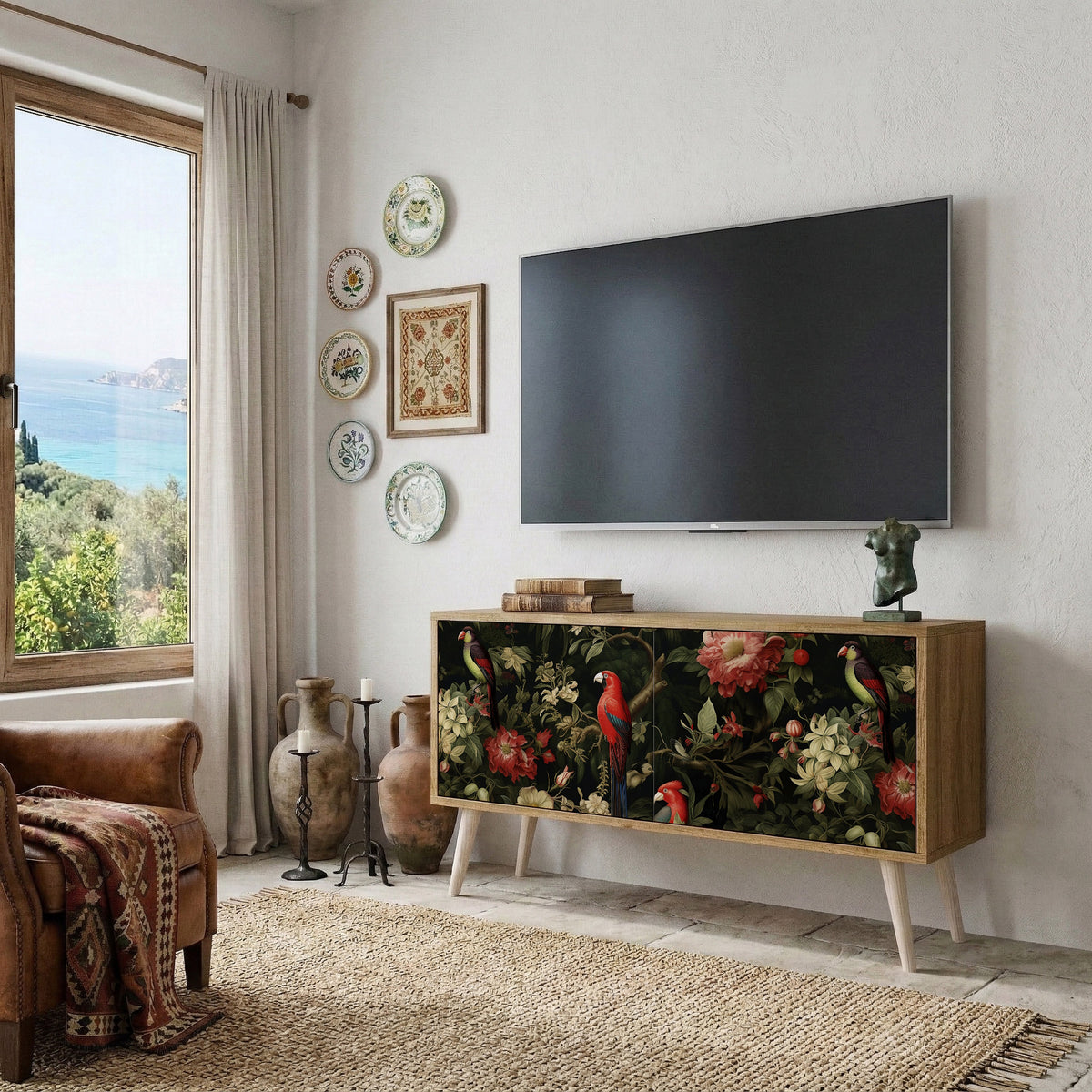 FLORAL FANTASIA Kompaktní dvoudveřový TV stolek
