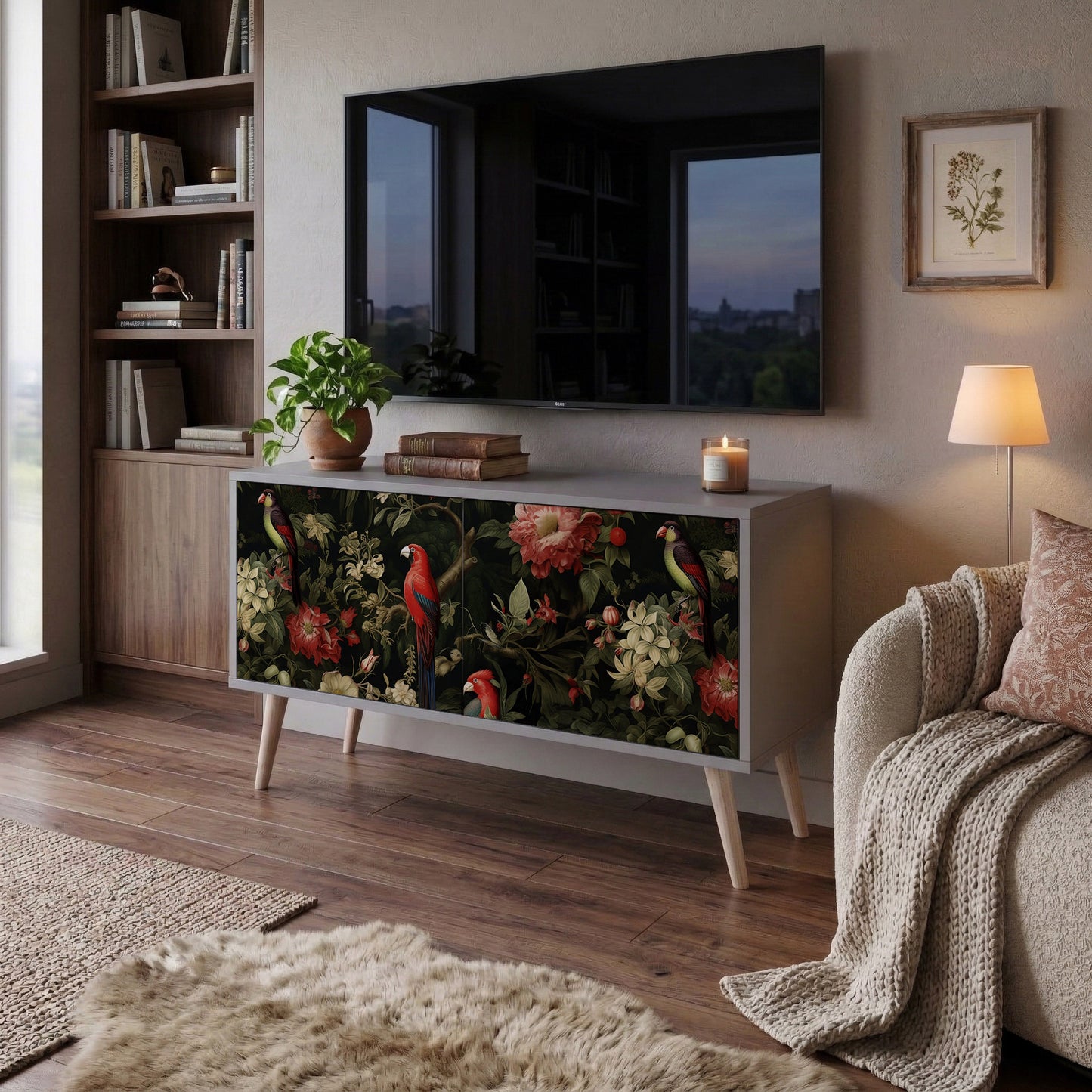 FLORAL FANTASIA Kompaktní dvoudveřový TV stolek