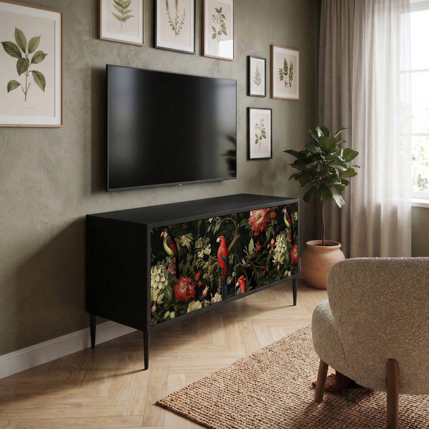 AVIAN GREENERY Kompaktní dvoudveřový TV stolek