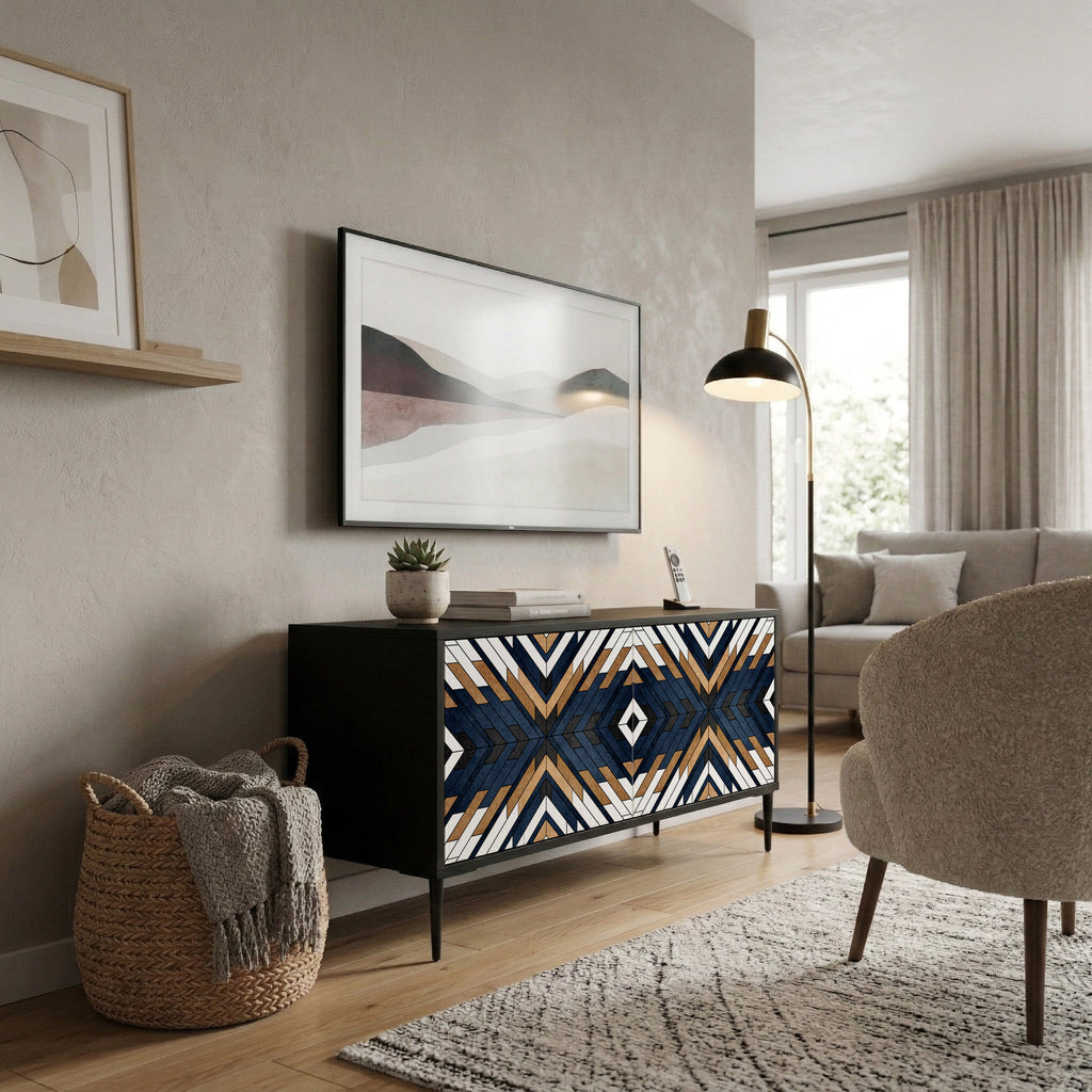 ARTFUL GEOMETRY Kompaktní dvoudveřový TV stolek