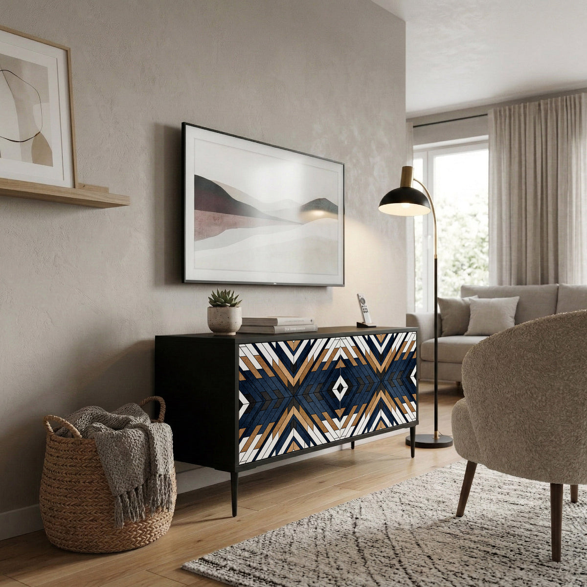 ARTFUL GEOMETRY Kompaktní dvoudveřový TV stolek
