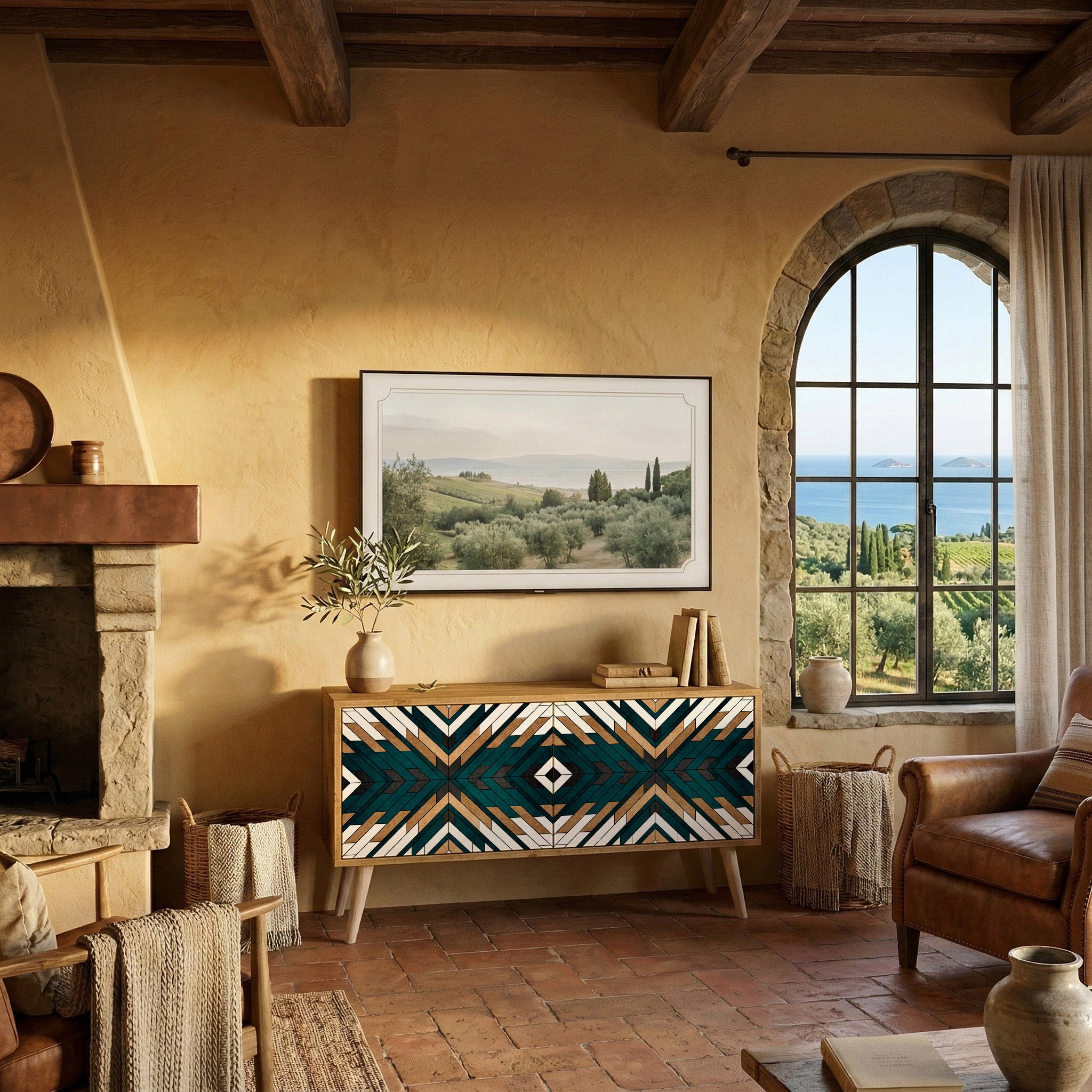 ARTISTIC GEOMETRY Kompaktní dvoudveřový TV stolek