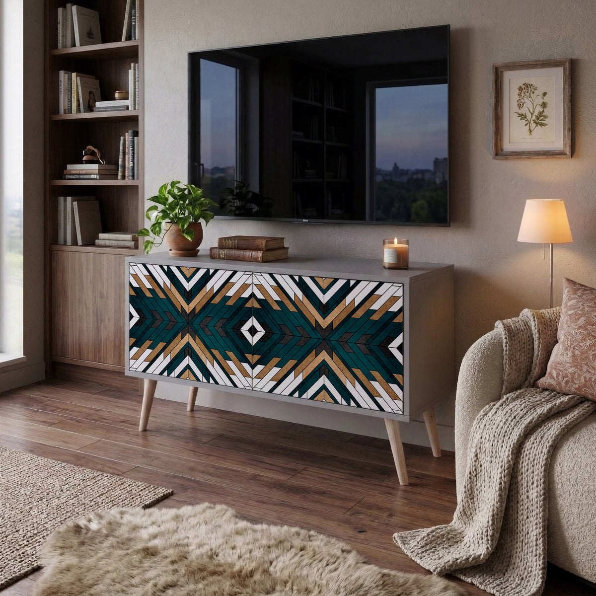 ARTISTIC GEOMETRY Kompaktní dvoudveřový TV stolek