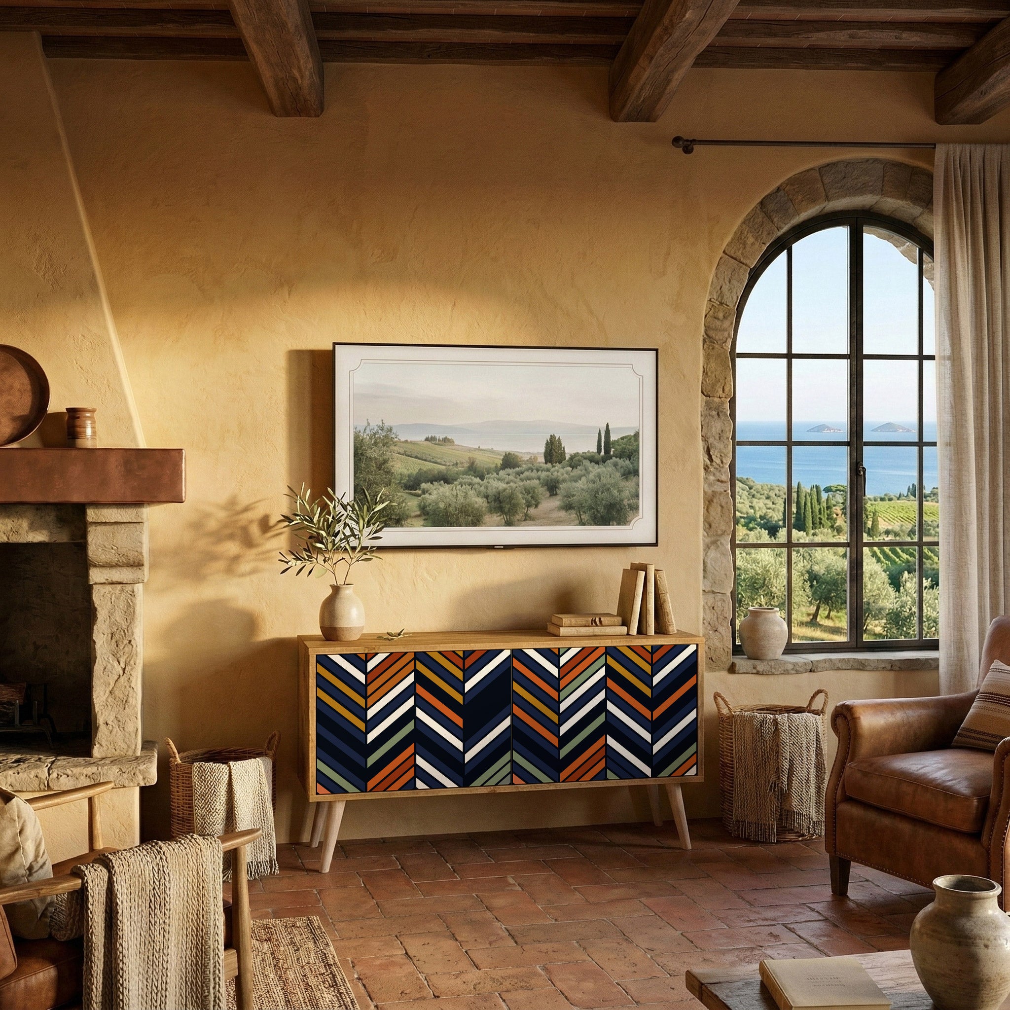 VIBRANT PATCHWORK Kompaktní dvoudveřový TV stolek