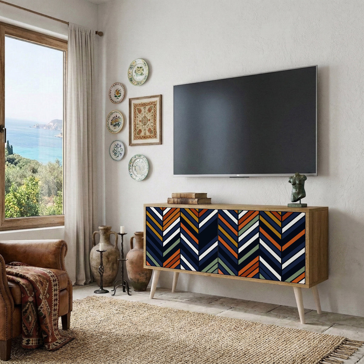 VIBRANT PATCHWORK Kompaktní dvoudveřový TV stolek