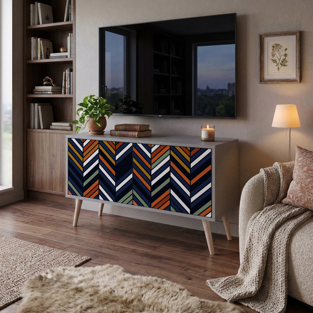 VIBRANT PATCHWORK Kompaktní dvoudveřový TV stolek