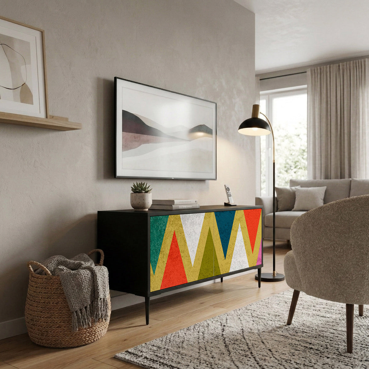 COLORFUL TRIANGLES Kompaktní dvoudveřový TV stolek