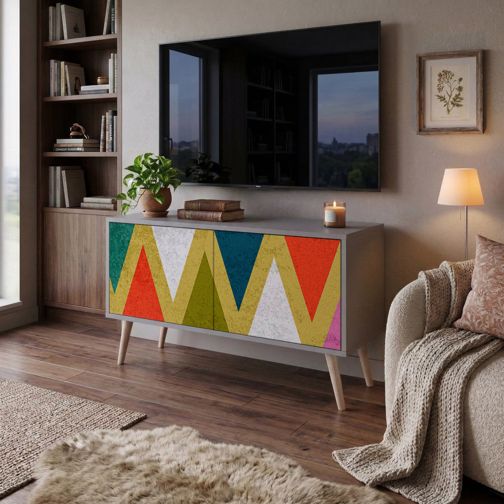 COLORFUL TRIANGLES Kompaktní dvoudveřový TV stolek