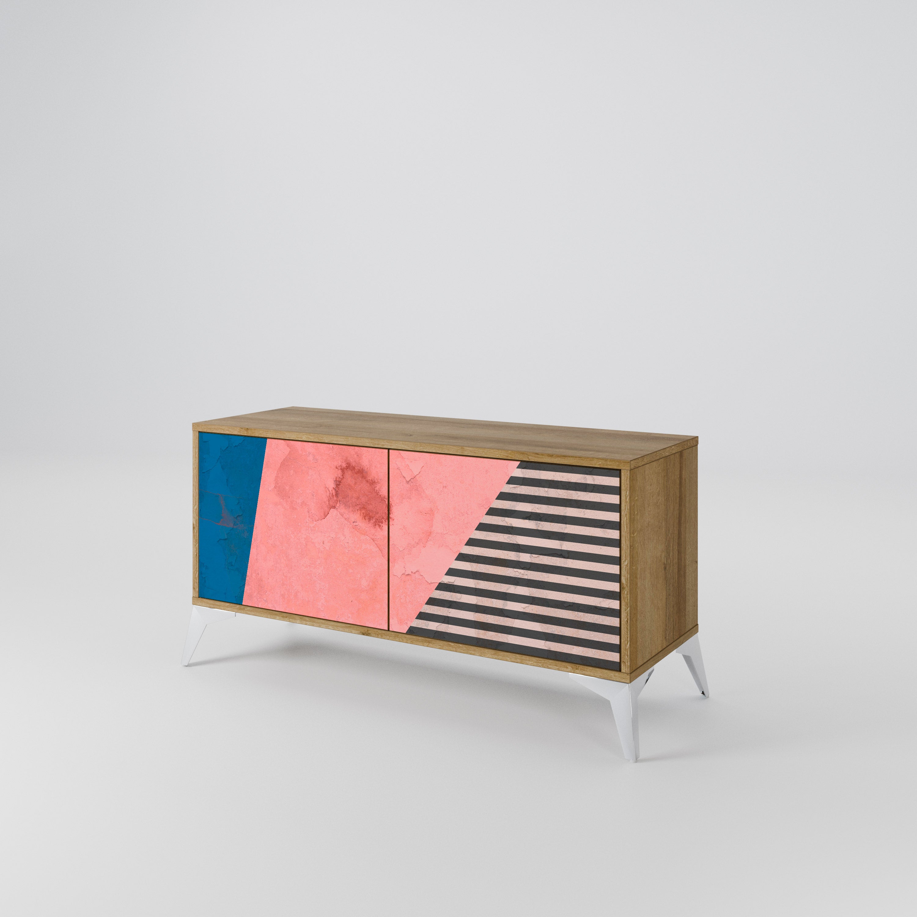 GLAMOROUS STRIPE Kompaktní dvoudveřový TV stolek