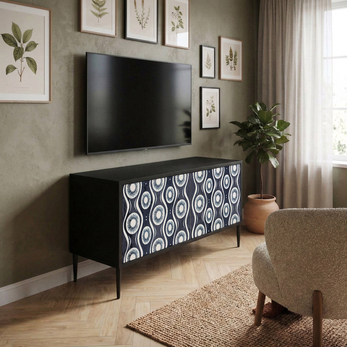 GRAPHITE EYES Kompaktní dvoudveřový TV stolek