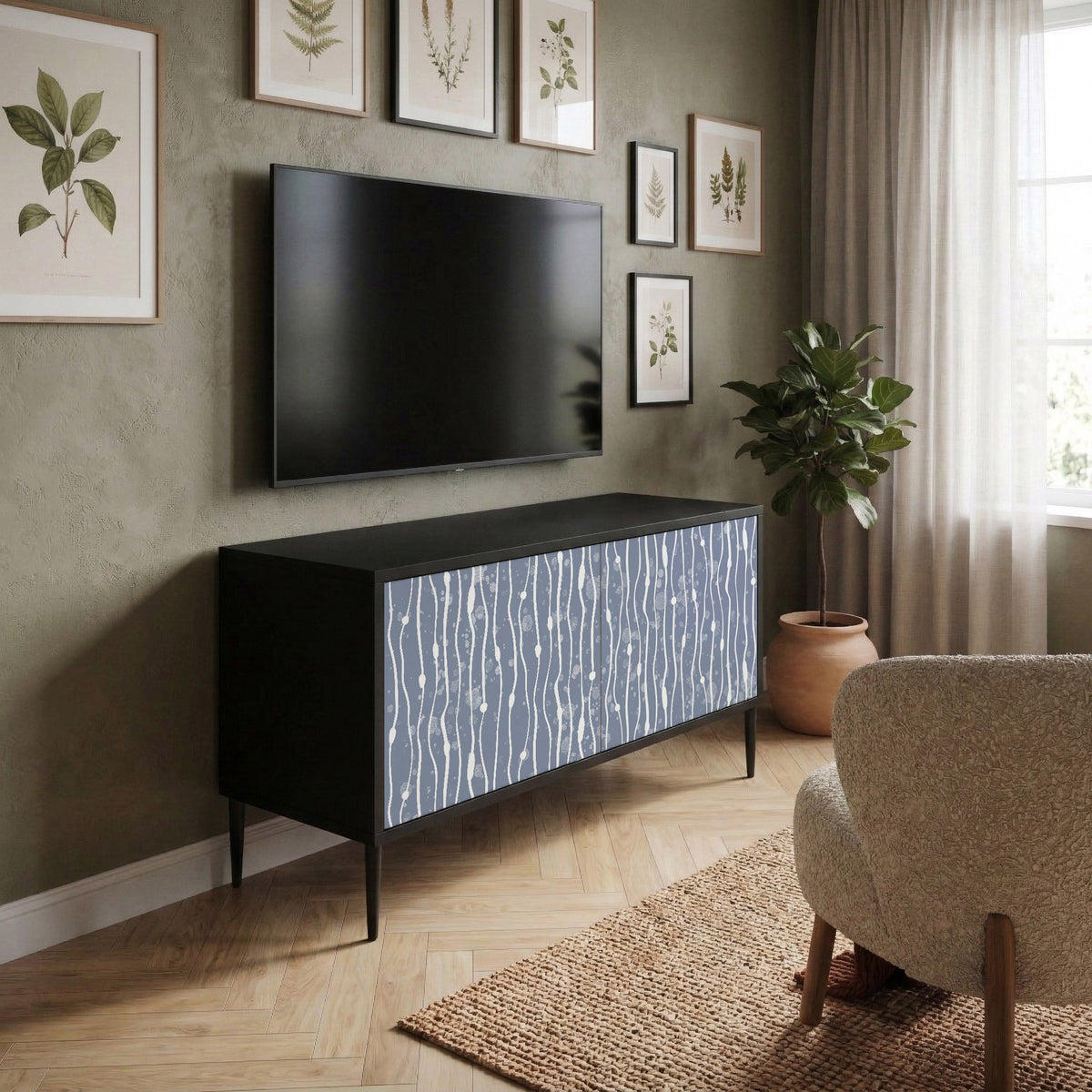 GRAPHITE RAIN Kompaktní dvoudveřový TV stolek