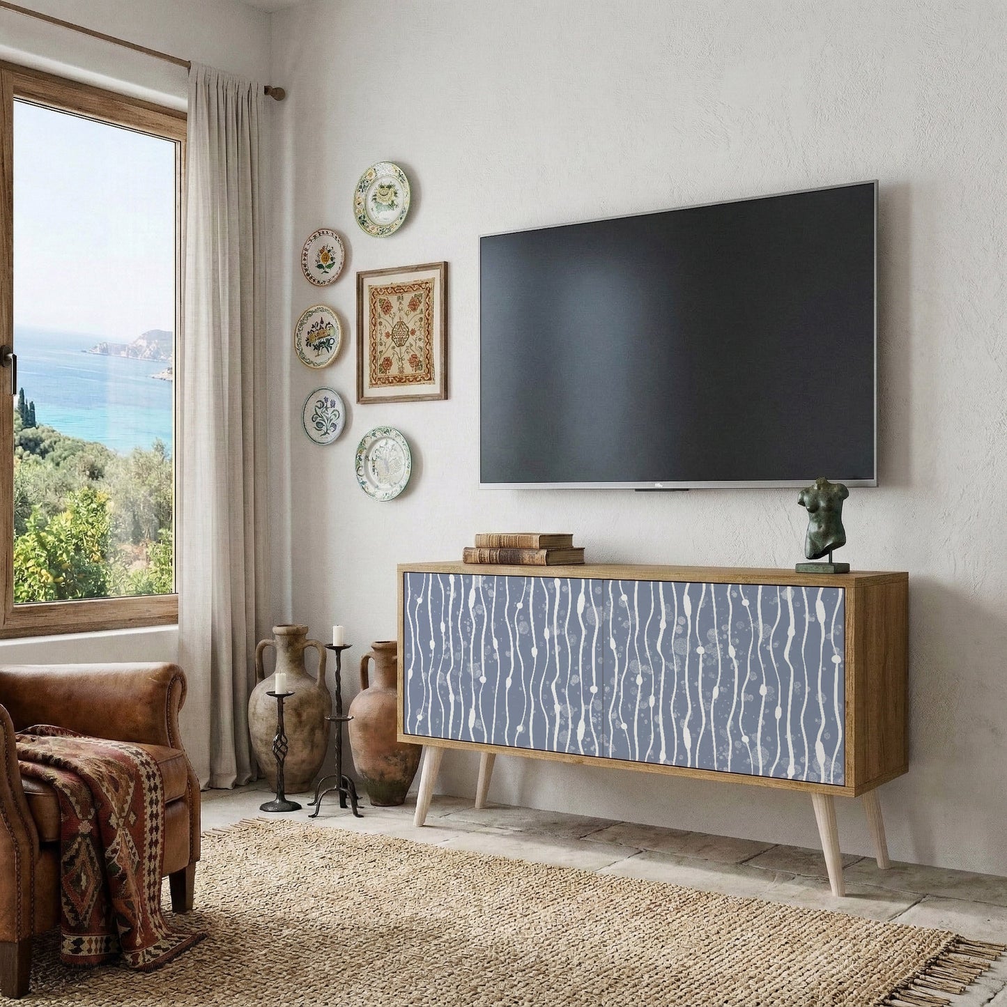 GRAPHITE RAIN Kompaktní dvoudveřový TV stolek