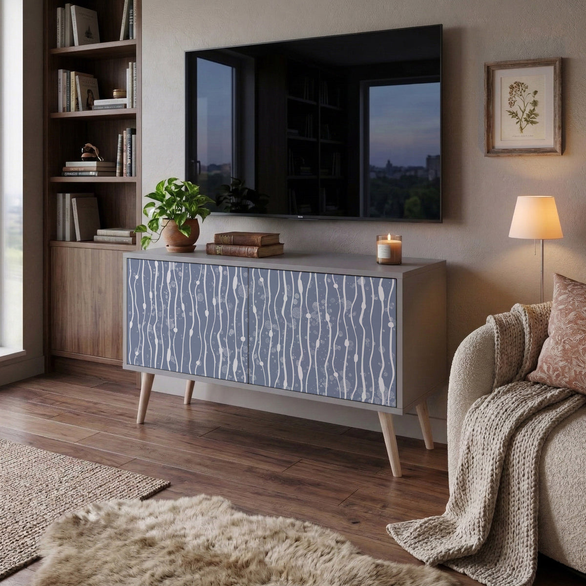 GRAPHITE RAIN Kompaktní dvoudveřový TV stolek